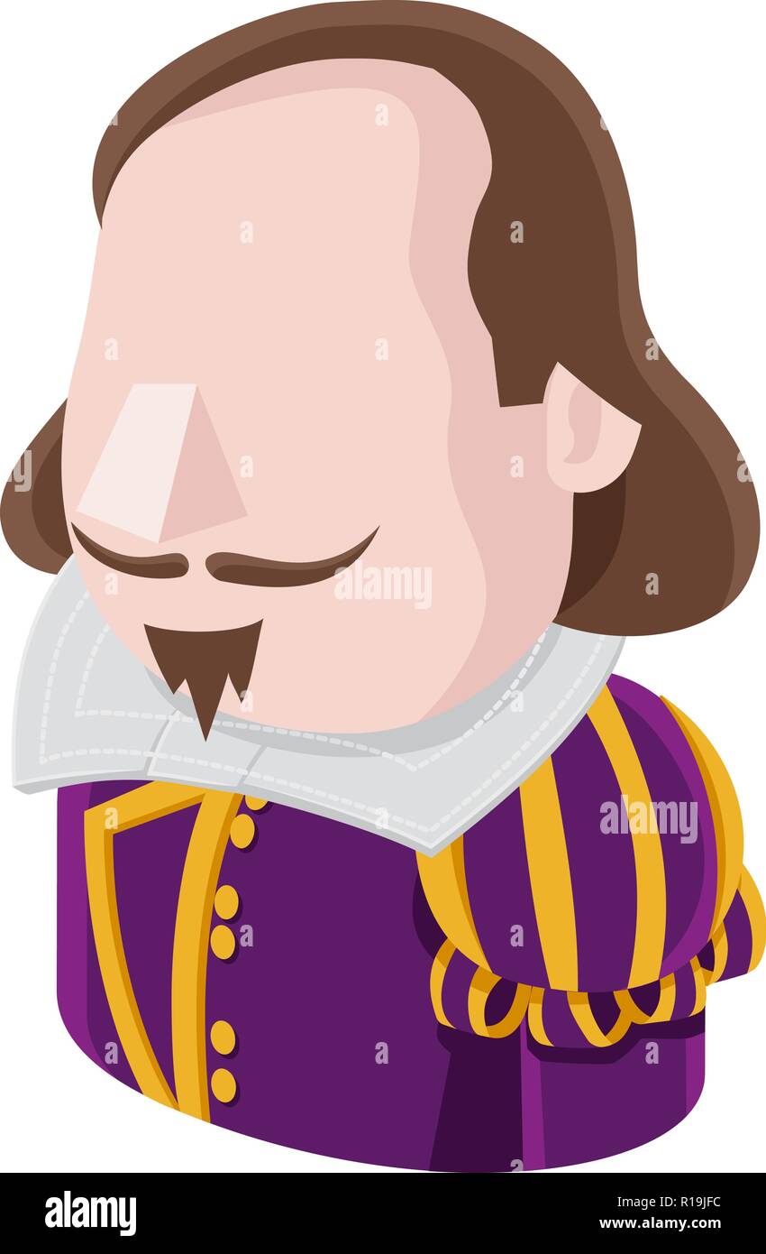 Shakespeare uomo Avatar icona Persone Illustrazione Vettoriale