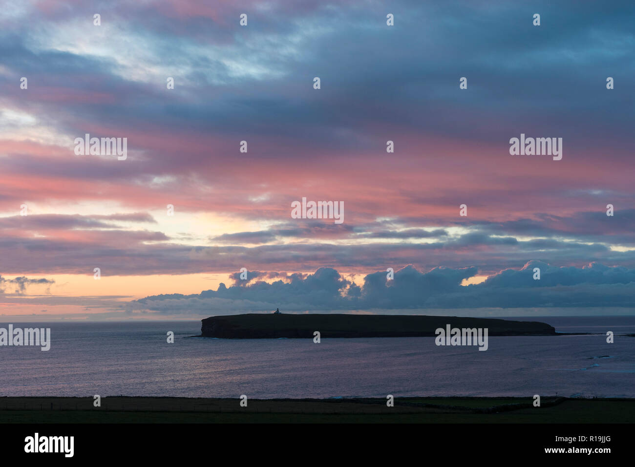 Birsay tramonto, Orkney continentale. Foto Stock