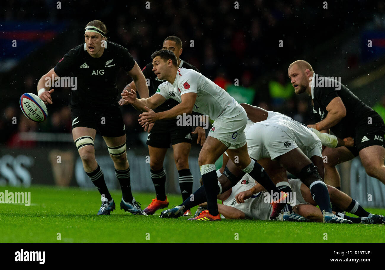 Twickenham, Londra, Regno Unito. Il 10 novembre 2018. L'Inghilterra del Ben Youngs durante il Quilter Rugby Union International tra Inghilterra e Nuova Zelanda a Twickenham Stadium. Credit:Paul Harding/Alamy Live News solo uso editoriale Foto Stock