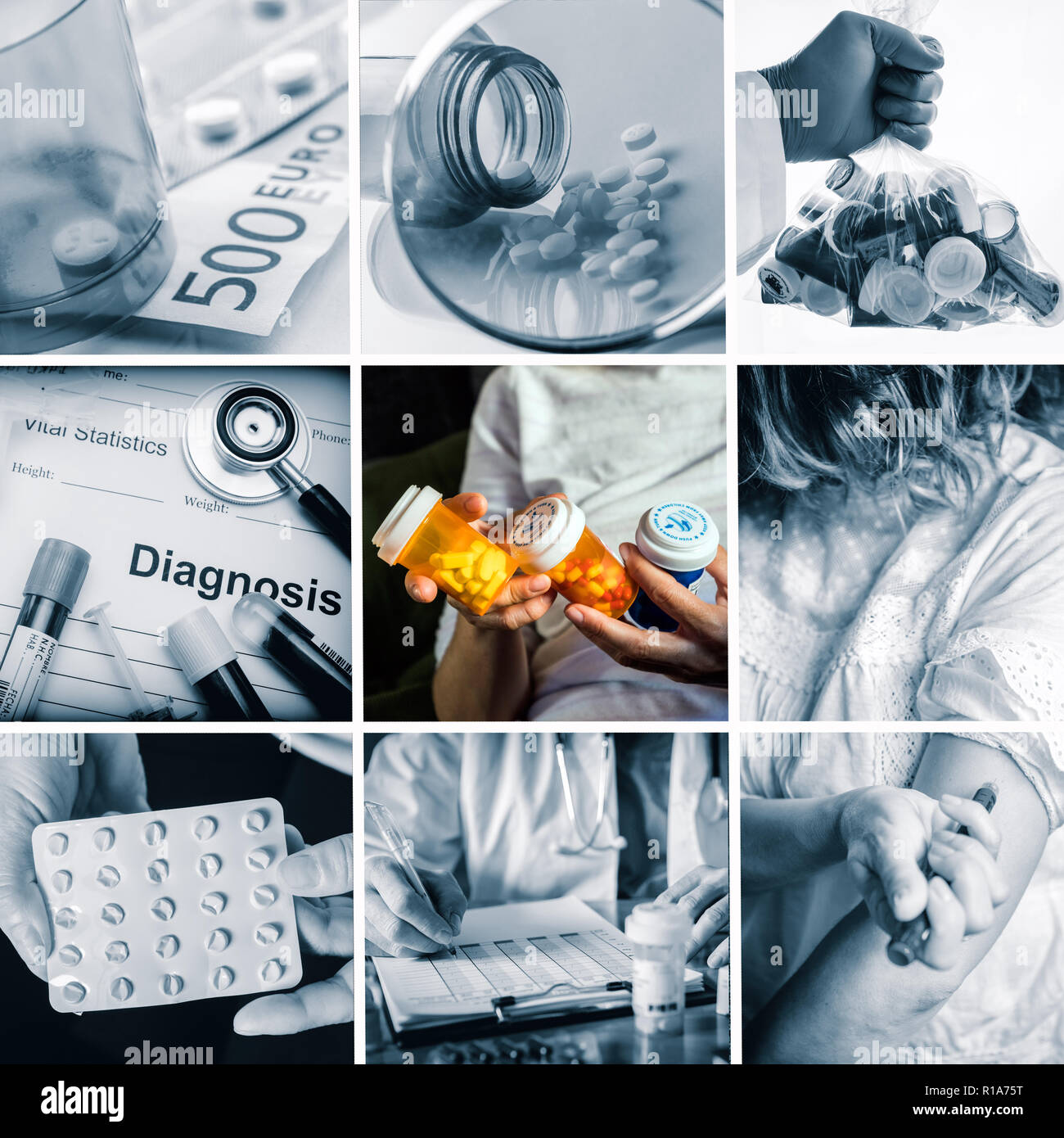 Dieta collage, le conseguenze di una cattiva salute, immagine concettuale Foto Stock