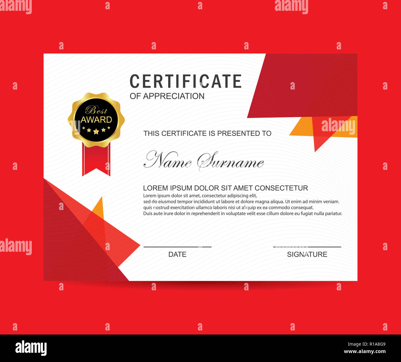 Moderno e alla moda modello di certificato Foto Stock