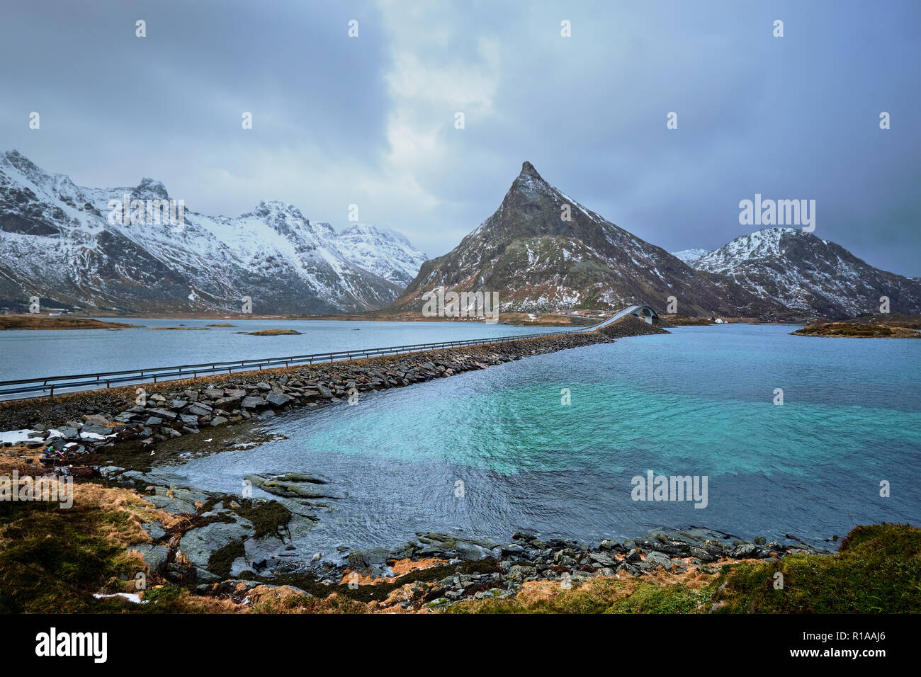 Ponti Fredvang. Isole Lofoten in Norvegia Foto Stock