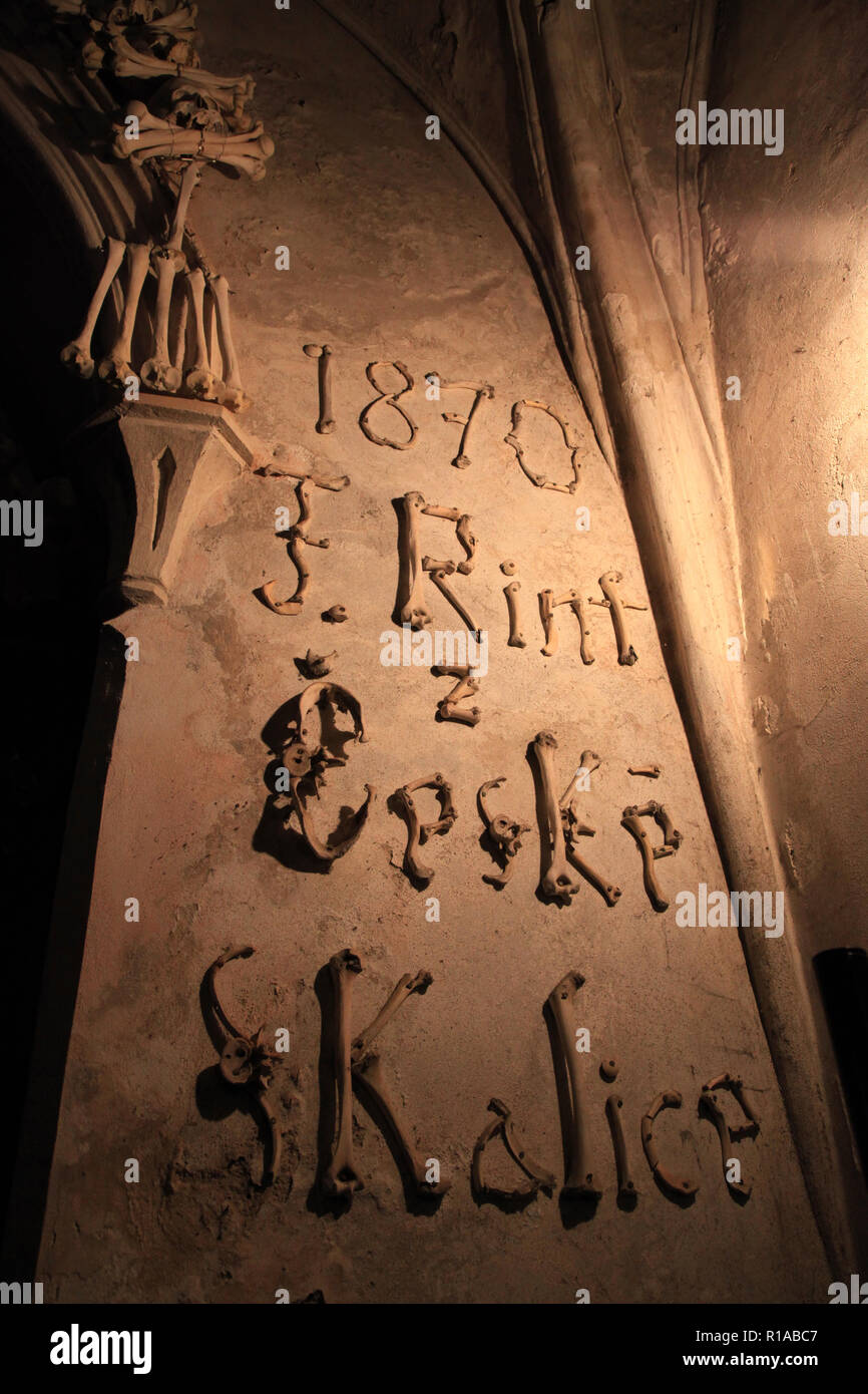 Sedlec ossario, Kutna Hora, Repubblica Ceca Foto Stock