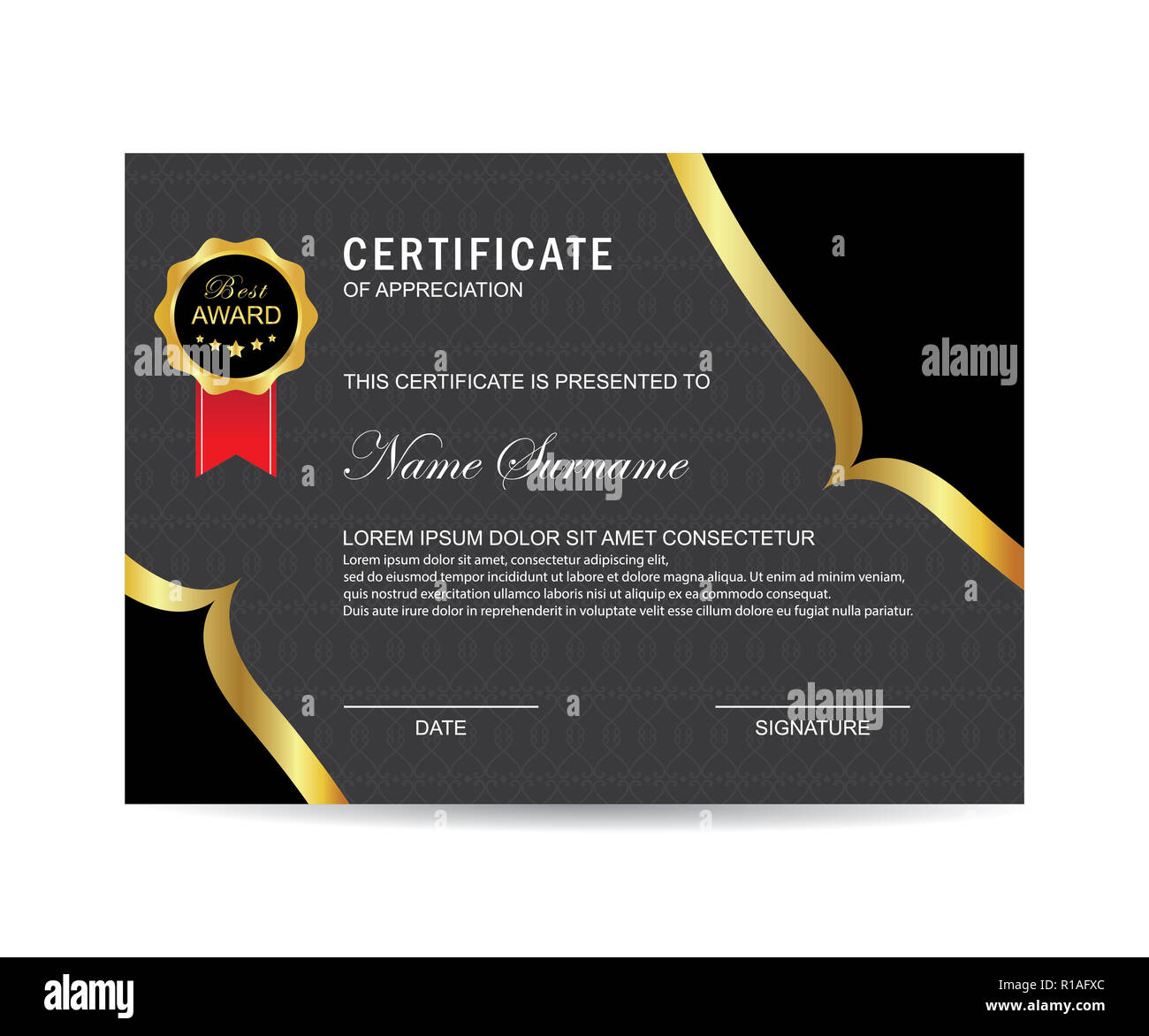 Moderno modello di certificato e lo sfondo Foto Stock