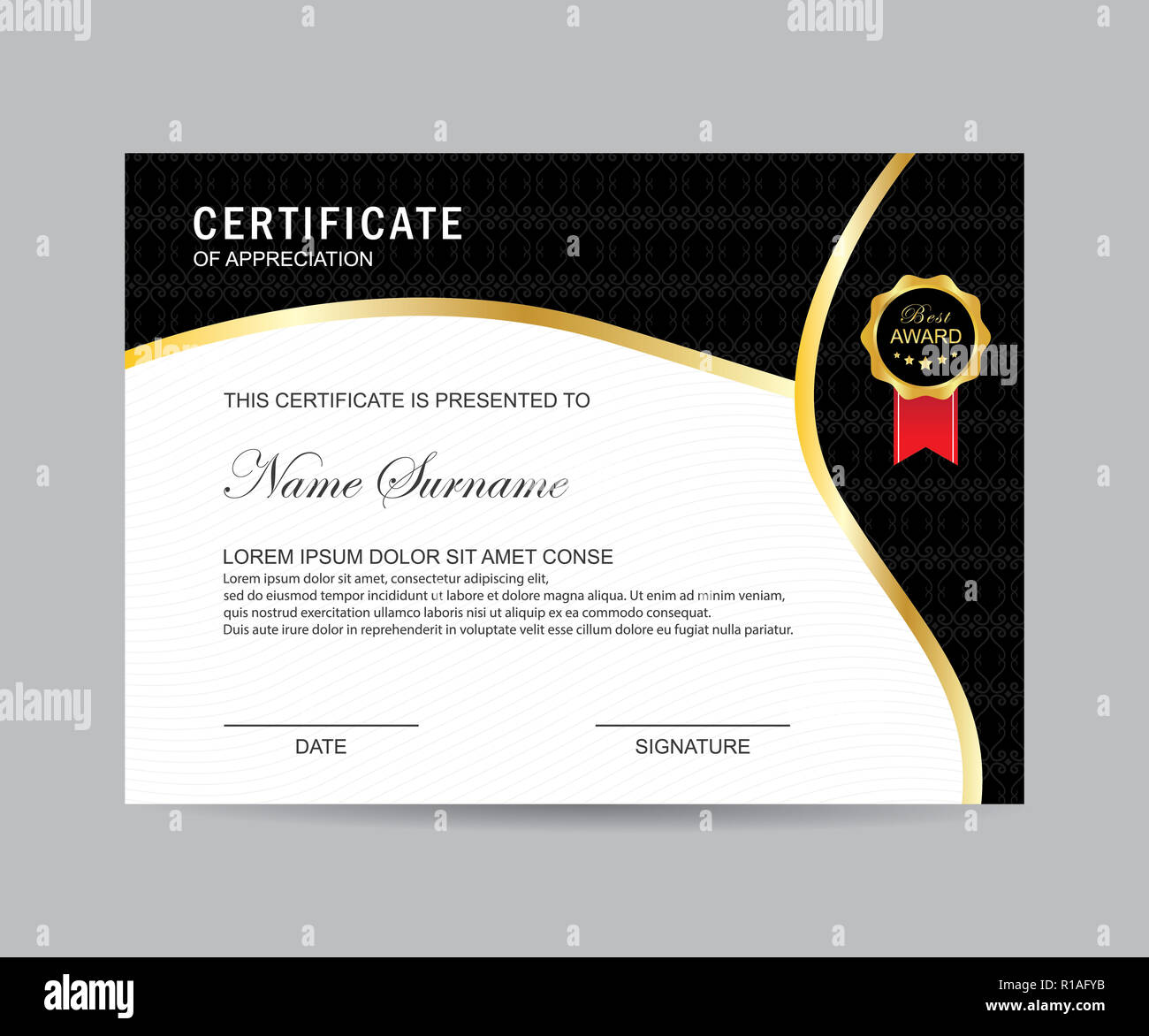 Moderno modello di certificato e lo sfondo Foto Stock
