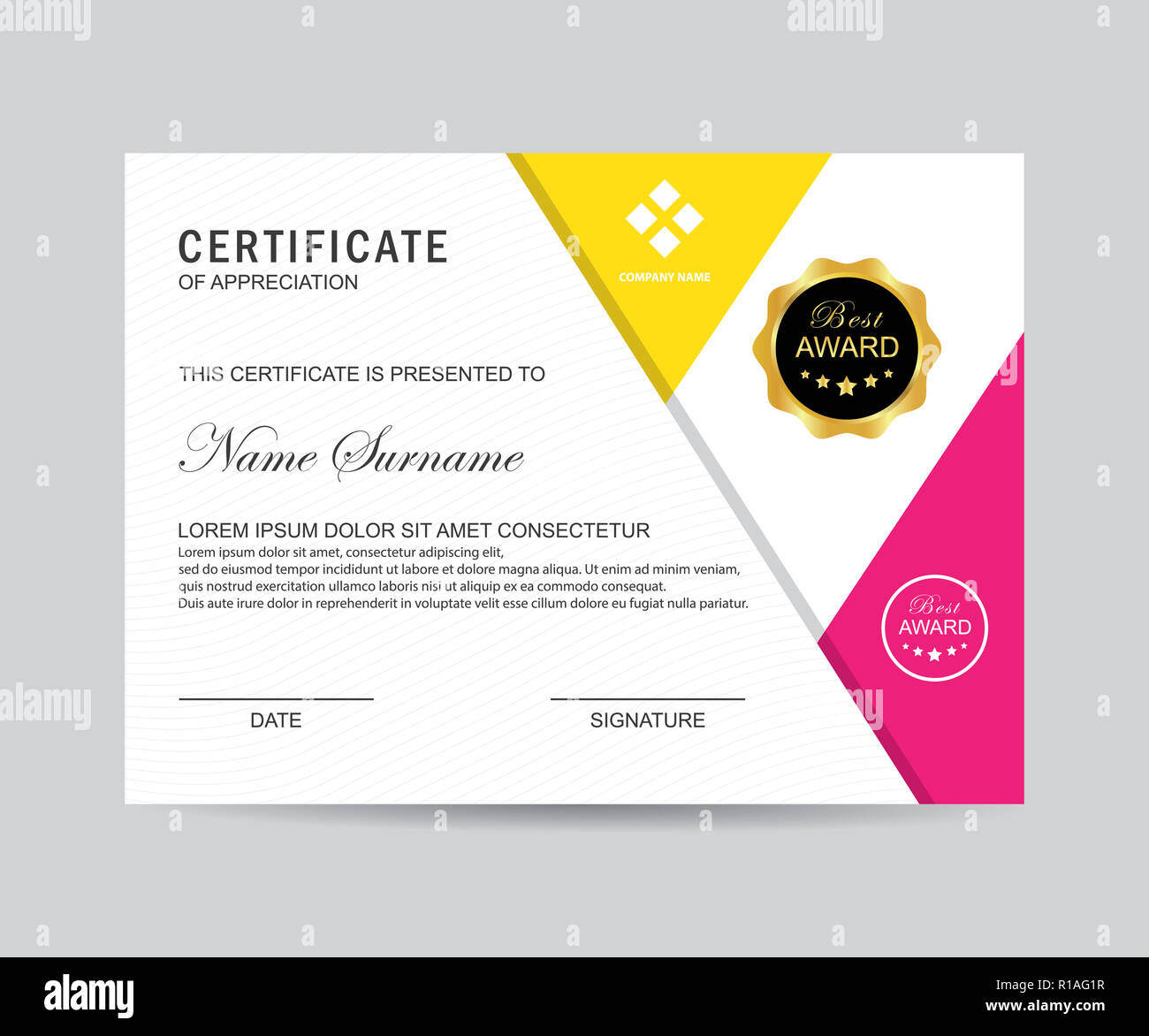 Moderno modello di certificato e lo sfondo Foto Stock