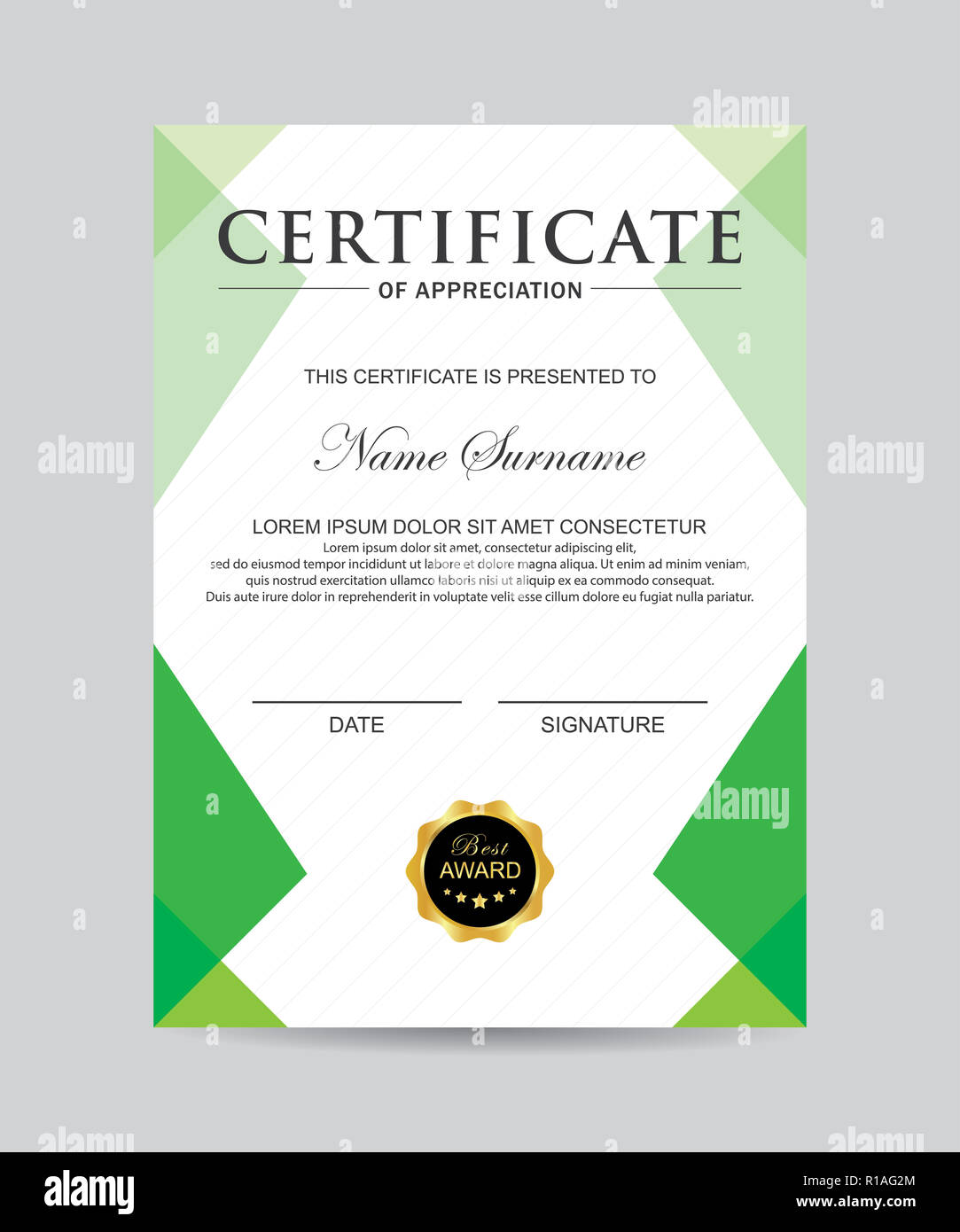 Moderno modello di certificato e lo sfondo Foto Stock