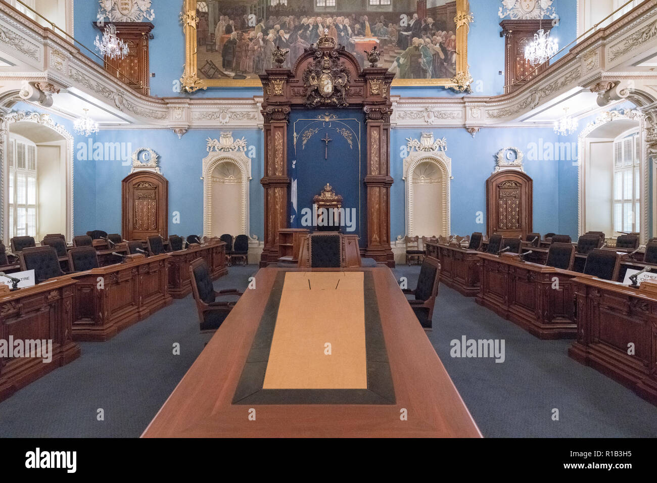 Aula di discussione all'interno di Québec gli edifici del Parlamento europeo Foto Stock