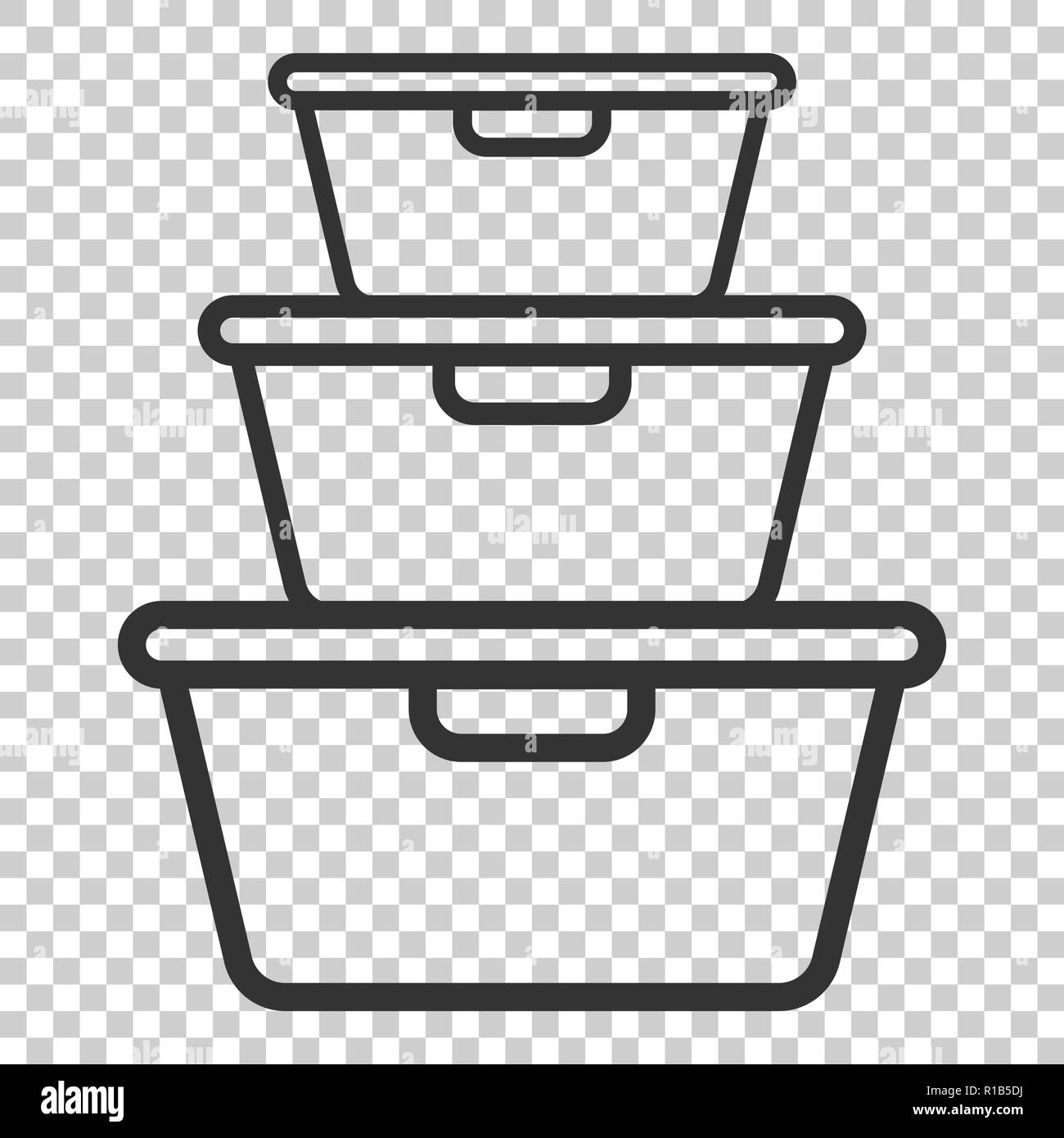 Contenitore per alimenti icona in stile appartamento. Recipiente da cucina illustrazione vettoriale su sfondo isolato. Contenitore in plastica scatola concetto di business. Illustrazione Vettoriale