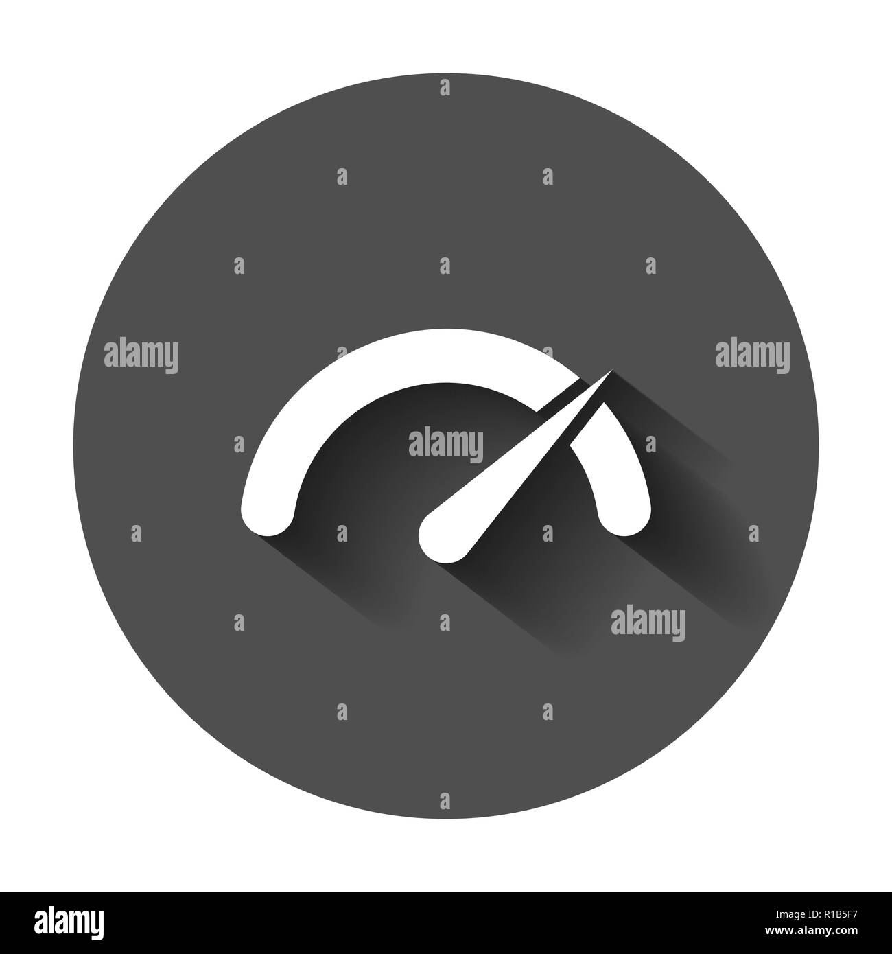Metro icona dashboard in stile appartamento. Punteggio di credito indicatore livello illustrazione vettoriale con lunga ombra. Manometri con scala di misura il concetto di business. Illustrazione Vettoriale