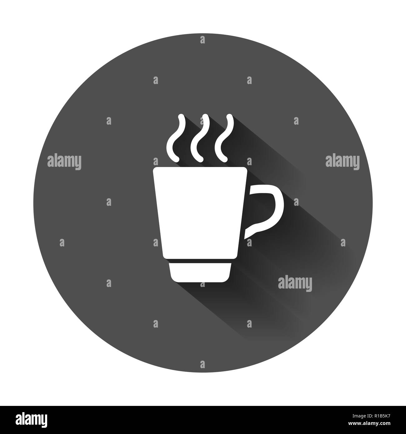 Caffè e tè tazza icona in stile appartamento. Tazza da caffè illustrazione vettoriale con lunga ombra. Bere il concetto di business. Illustrazione Vettoriale Caffè e tè tazza icona in stile appartamento. Tazza da caffè illustrazione vettoriale con lunga ombra. Bere il concetto di business. Illustrazione Vettoriale