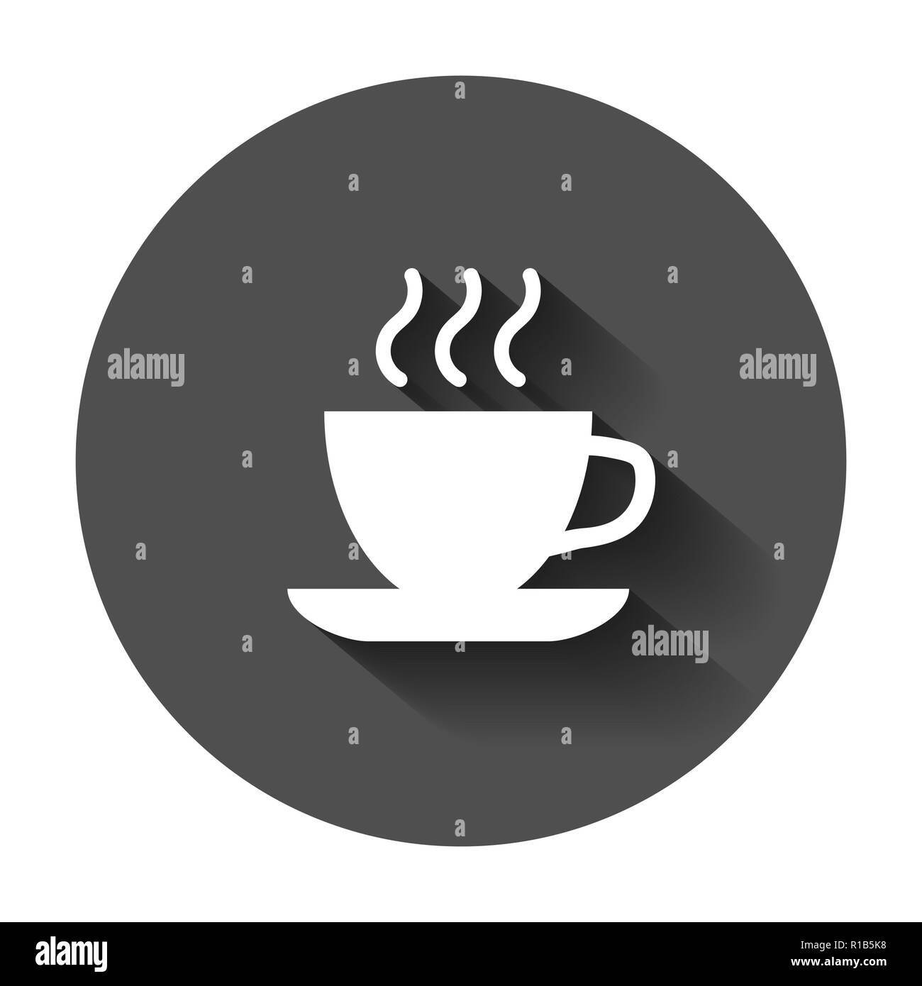 Caffè e tè tazza icona in stile appartamento. Tazza da caffè illustrazione vettoriale con lunga ombra. Bere il concetto di business. Illustrazione Vettoriale Caffè e tè tazza icona in stile appartamento. Tazza da caffè illustrazione vettoriale con lunga ombra. Bere il concetto di business. Illustrazione Vettoriale