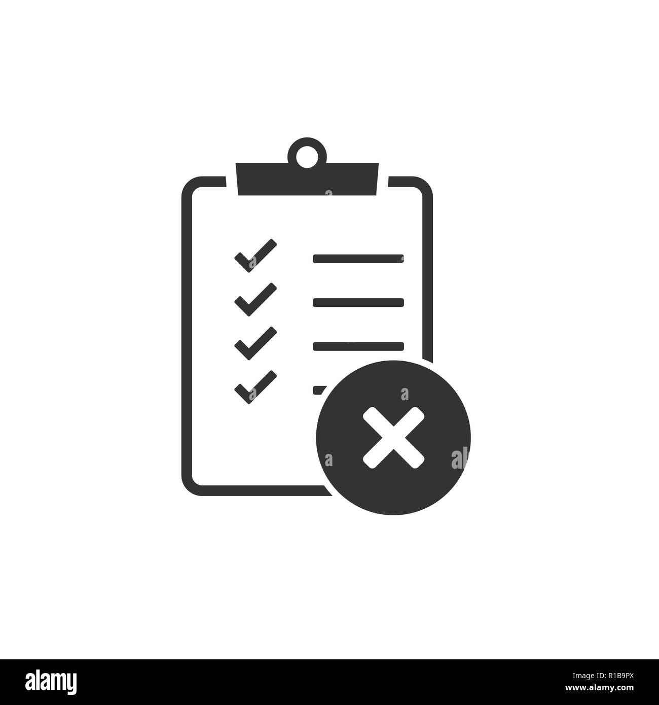 Controllo, checklist, documento elenco verifica icona illustrazione vettoriale flat Illustrazione Vettoriale