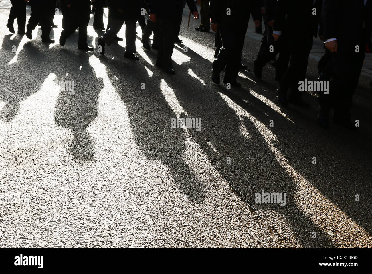 Worcester, Regno Unito. 11 Novembre, 2018. La fine della Prima Guerra mondiale viene commemorato a cattedrale di Worcester. Cadetti e ex-combattenti e donne sfilano per la città in sole brillante. Peter Lopeman/Alamy Live News Foto Stock