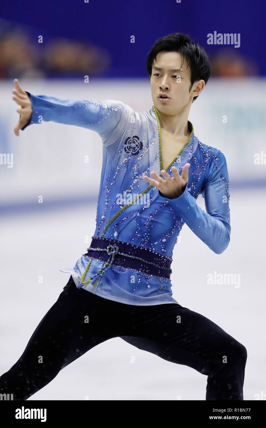 Sota Yamamoto (JPN), 10 novembre 2018 - Pattinaggio di Figura : ISU Grand Prix di Pattinaggio di figura 2018 NHK Trophy, uomini pattinaggio gratuito a Hiroshima Prefectural Centro Sportivo, Hiroshima, Giappone. (Foto di Naoki Morita/AFLO SPORT) Foto Stock