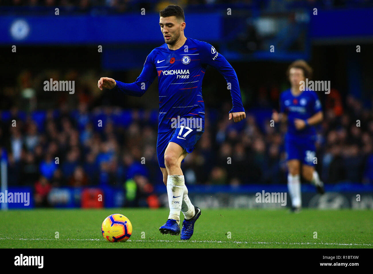 Londra, Regno Unito. Xi Nov, 2018.Mateo Kovacic del Chelsea in azione. Premier League, Chelsea v Everton a Stamford Bridge di Londra domenica 11 novembre 2018. Questa immagine può essere utilizzata solo per scopi editoriali. Solo uso editoriale, è richiesta una licenza per uso commerciale. Nessun uso in scommesse, giochi o un singolo giocatore/club/league pubblicazioni. pic da Steffan Bowen/ Andrew Orchard fotografia sportiva/Alamy Live news Foto Stock