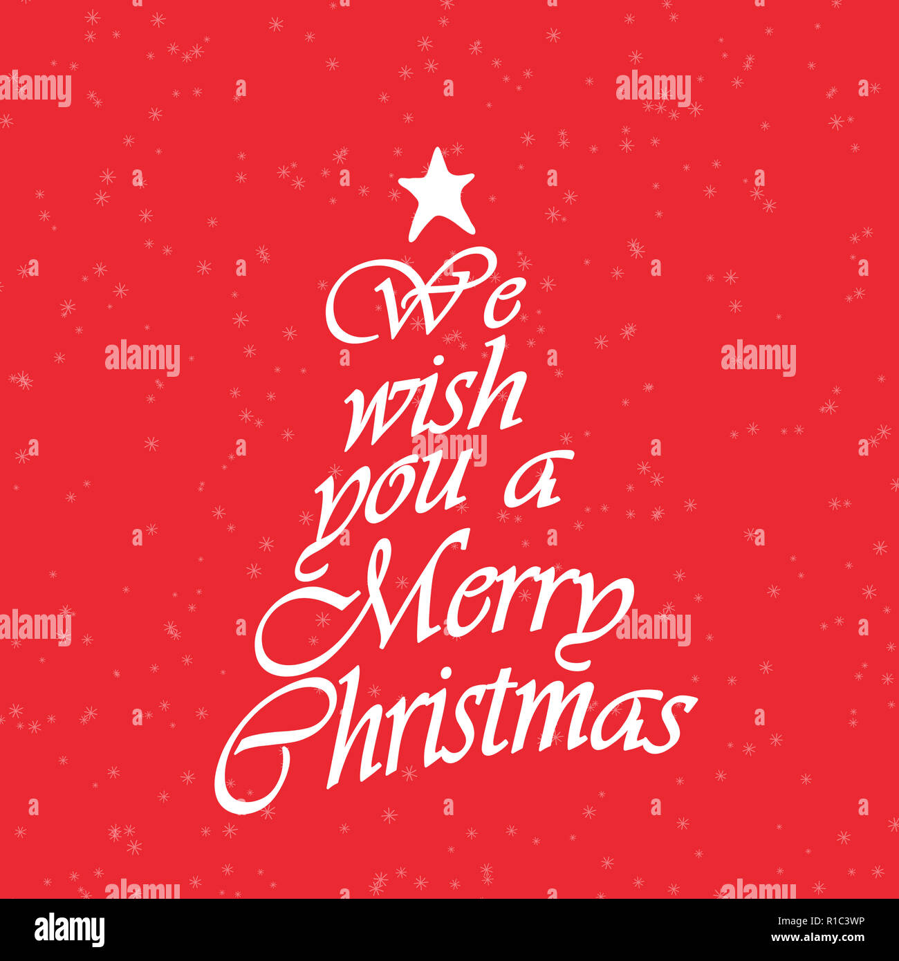 Buon Natale Testo.Vi Auguriamo Un Buon Natale Testo La Calligrafia Del Testo Per Biglietti Di Auguri Su Sfondo Rosso Con La Neve Foto Stock Alamy