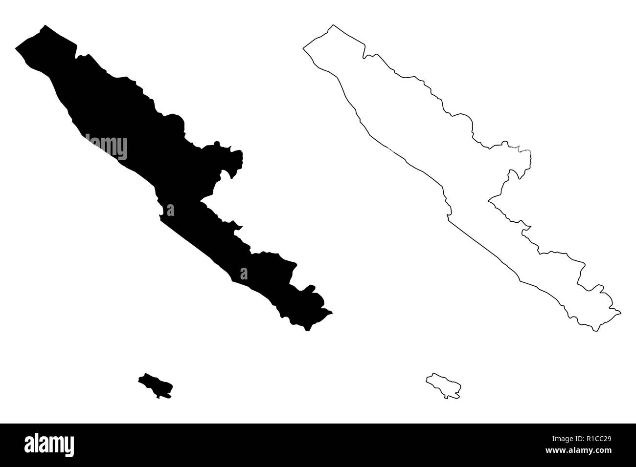 Bengkulu (suddivisioni di Indonesia, Province di Indonesia) mappa illustrazione vettoriale, scribble schizzo Bencoolen o British Bencoolen mappa Illustrazione Vettoriale