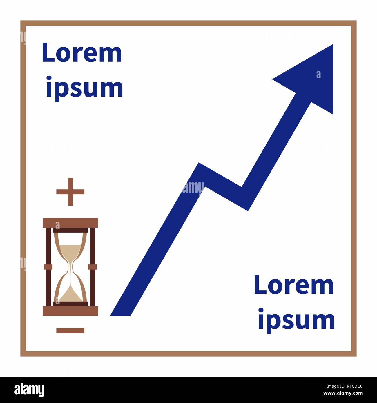 Clessidra, di più e meno. Aumento della linea di tendenza. Le tendenze di crescita. Concetto alla moda per presentazioni, business, una infografica, cataloghi, informazioni, sito web d Illustrazione Vettoriale