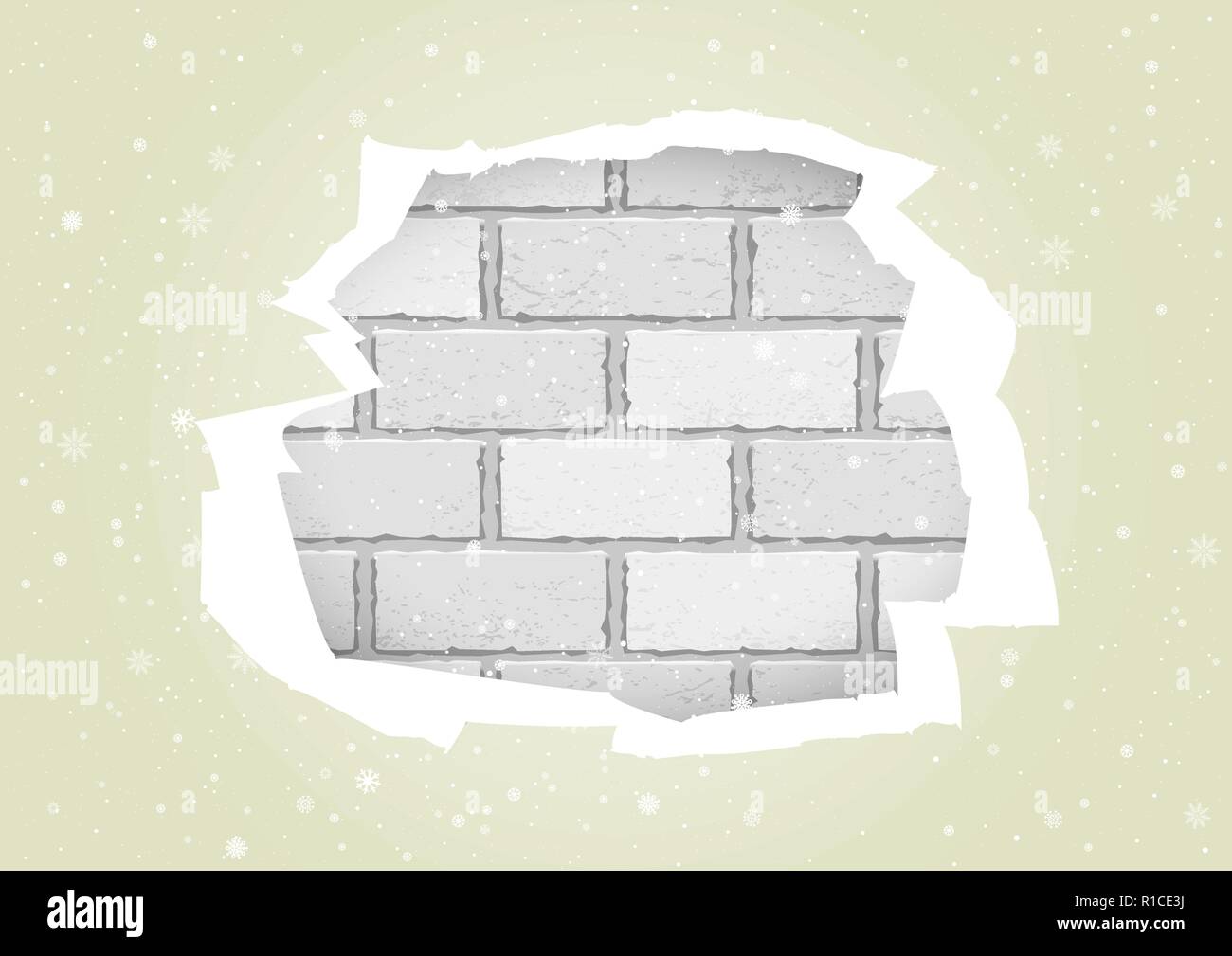 Strappata sfondi bianco muro di mattoni Illustrazione Vettoriale