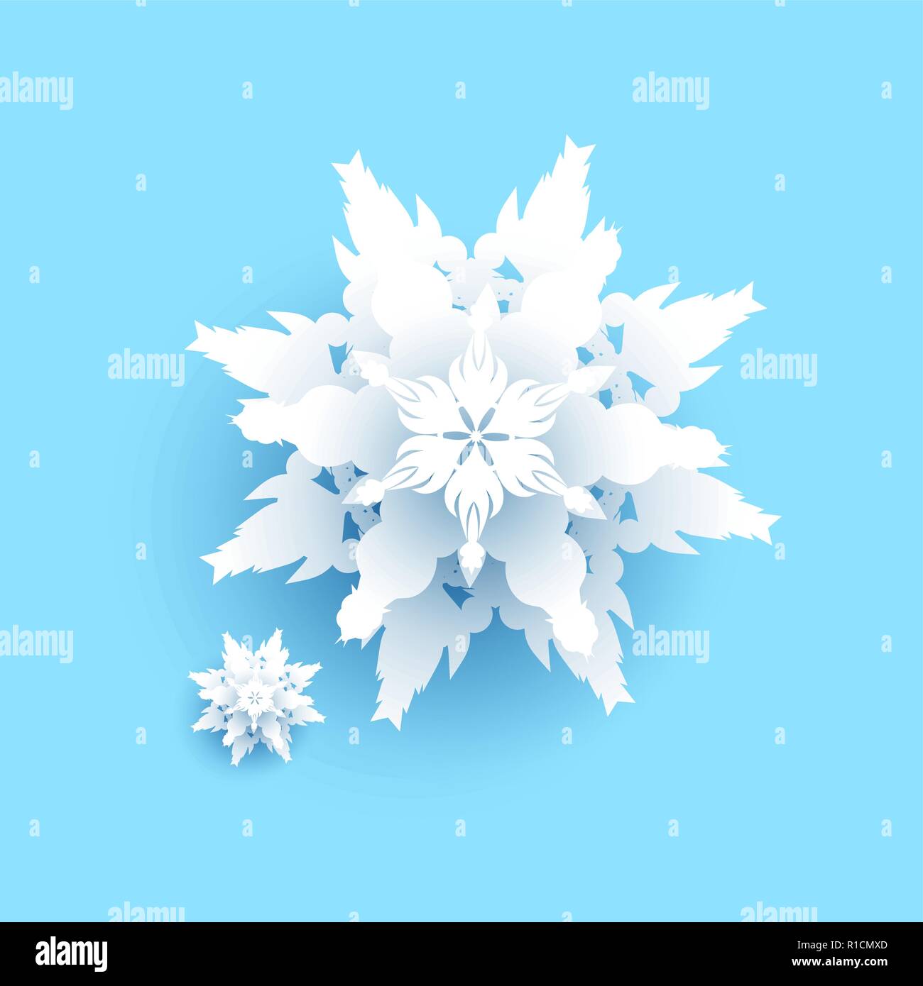 Grande fiocco di neve bianca Illustrazione Vettoriale