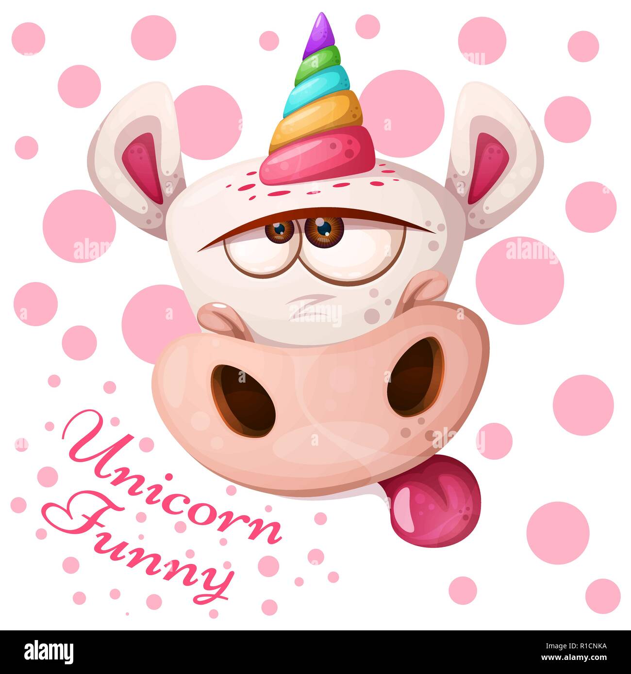 Cartoon unicorn caratteri. Cuore e Amore. Illustrazione Vettoriale