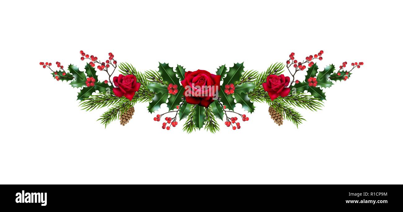 Rose e arredamento di pino Illustrazione Vettoriale