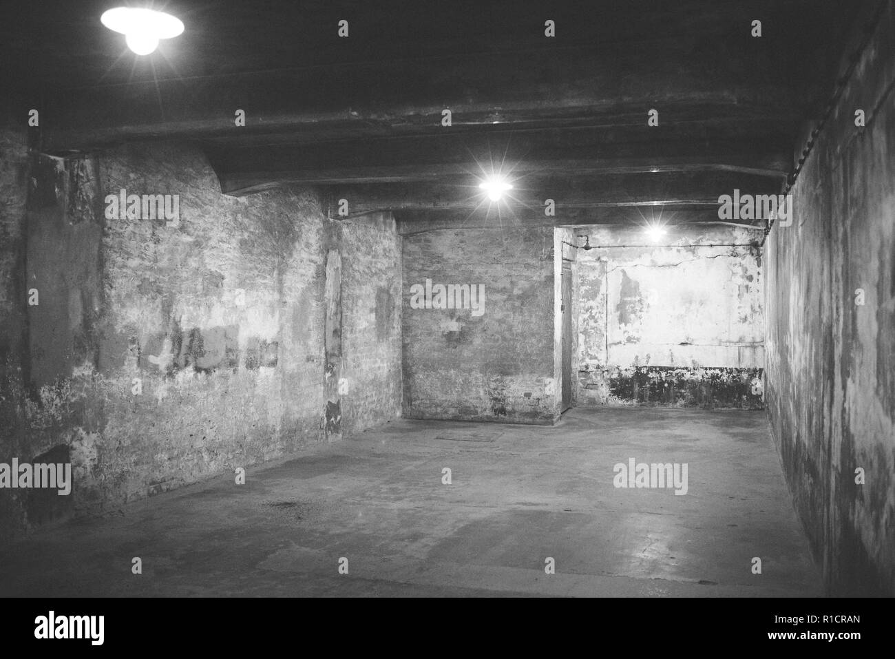 Auschwitz campo di lavoro e sterminio nazista. La camera a gas. Auschwitz, Tedesco-occupato, Polonia, Europa Foto Stock