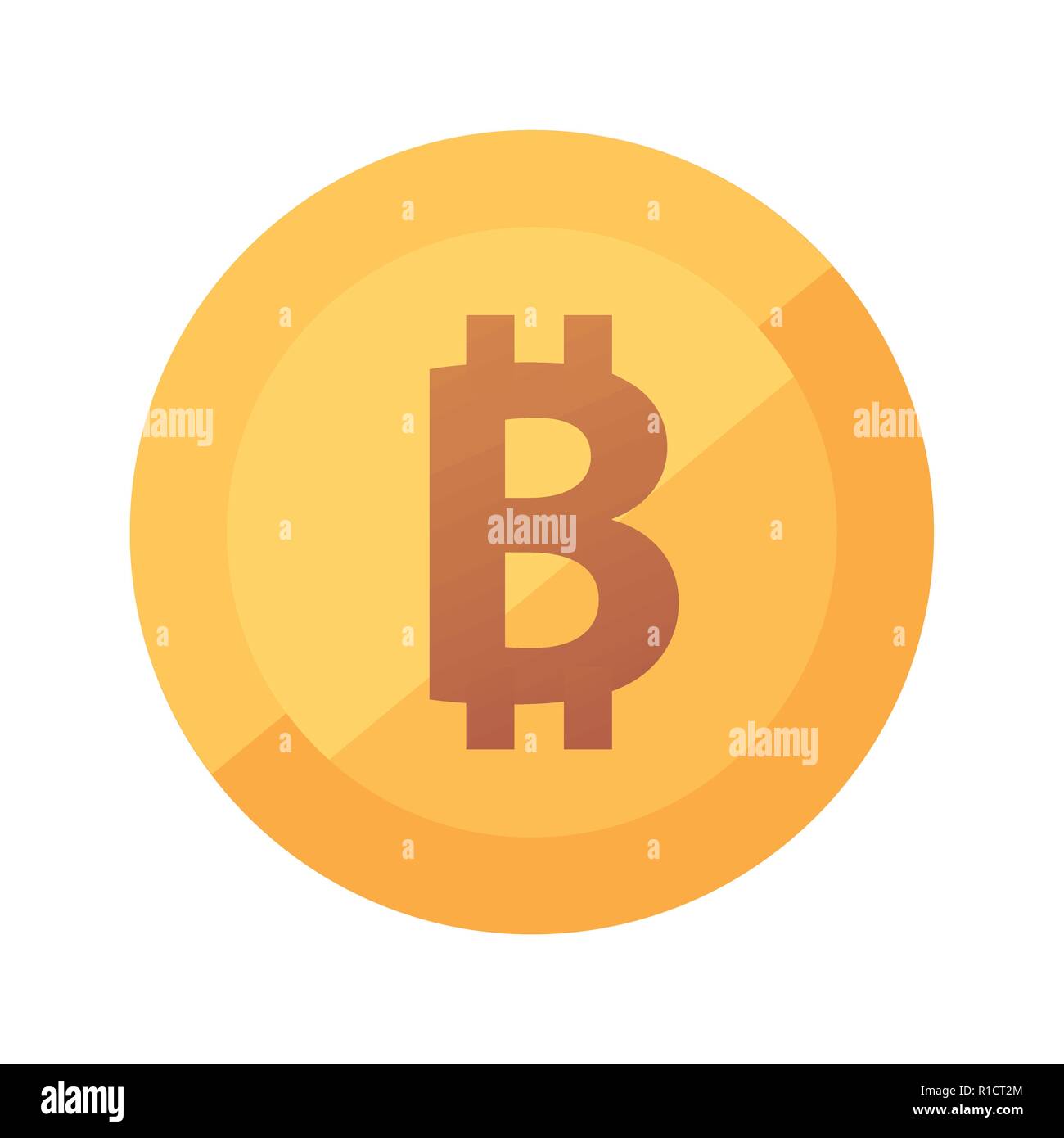Bitcoin Gold Icona piatta. Logo rotondo di Cryptocurrency token blockchain - Emblema di denaro virtuale. Illustrazione Vettoriale