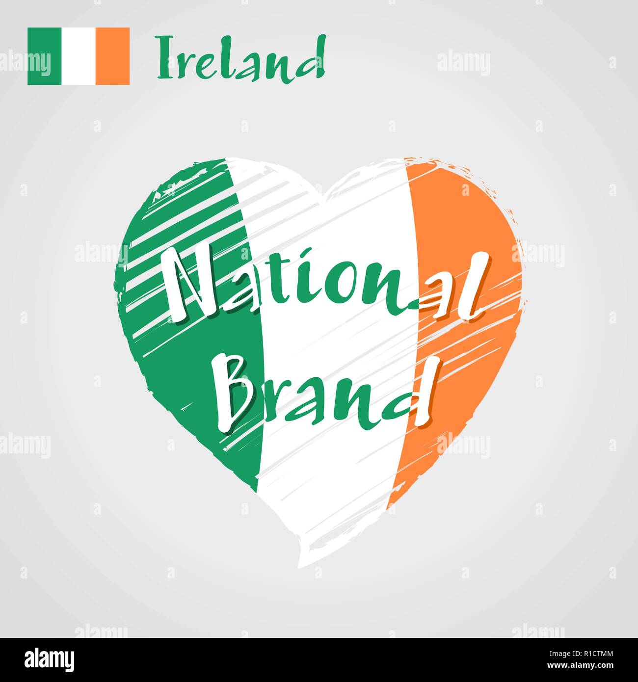 Bandiera del vettore cuore di Irlanda, Marchio nazionale simbolo. Illustrazione Vettoriale