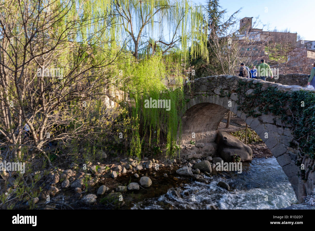 Fuente Chiquita bridge, Hervas, con il suo famoso juderia, quartiere ebraico, provincia di Cáceres, Estremadura, Spagna Foto Stock