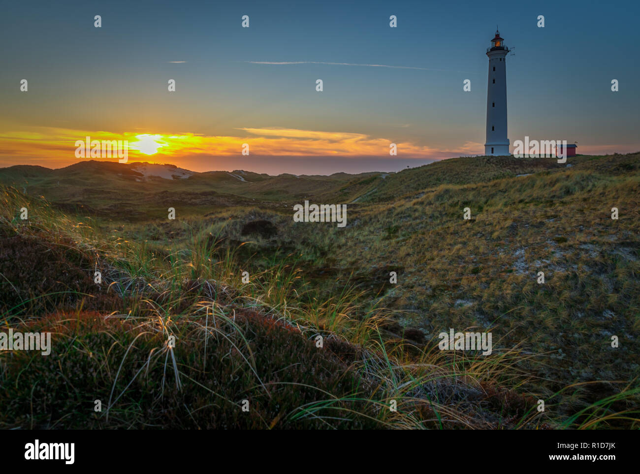 Lyngvig Fyr bei Hvide Sande Foto Stock