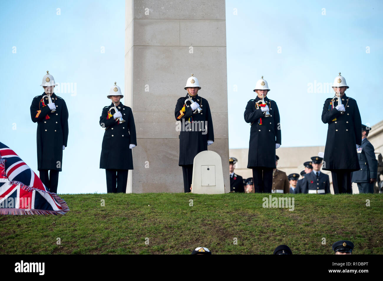 Staffordshire, Regno Unito. 11 Novembre 2018 - un armistizio 100 evento commemorativo è tenuto presso il National Memorial Arboretum. Il Duca e la Duchessa di Gloucester frequentato, tra i veterani, MPS e quelli che attualmente prestano servizio. Credito: Benjamin Wareing/Alamy Live News Foto Stock