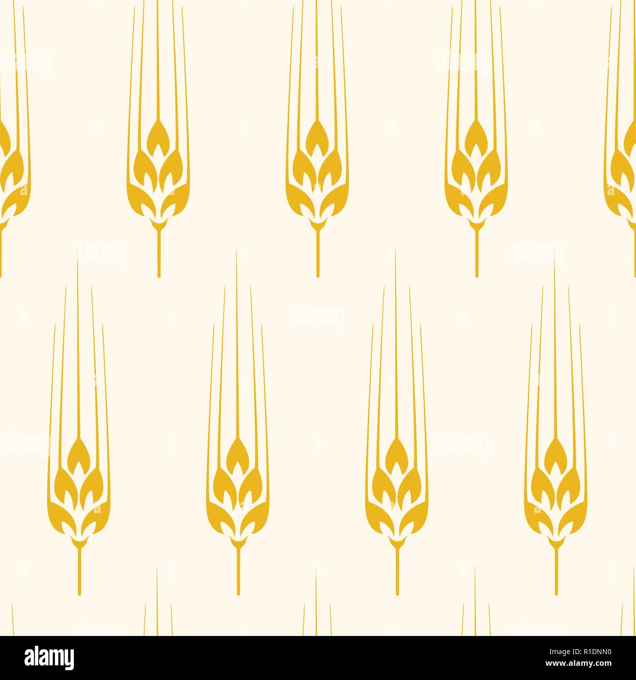 Vector seamless di frumento, di orzo o di segale la configurazione di sfondo, astratto giallo agricoli ornamento con raccolto i simboli del raccolto Illustrazione Vettoriale