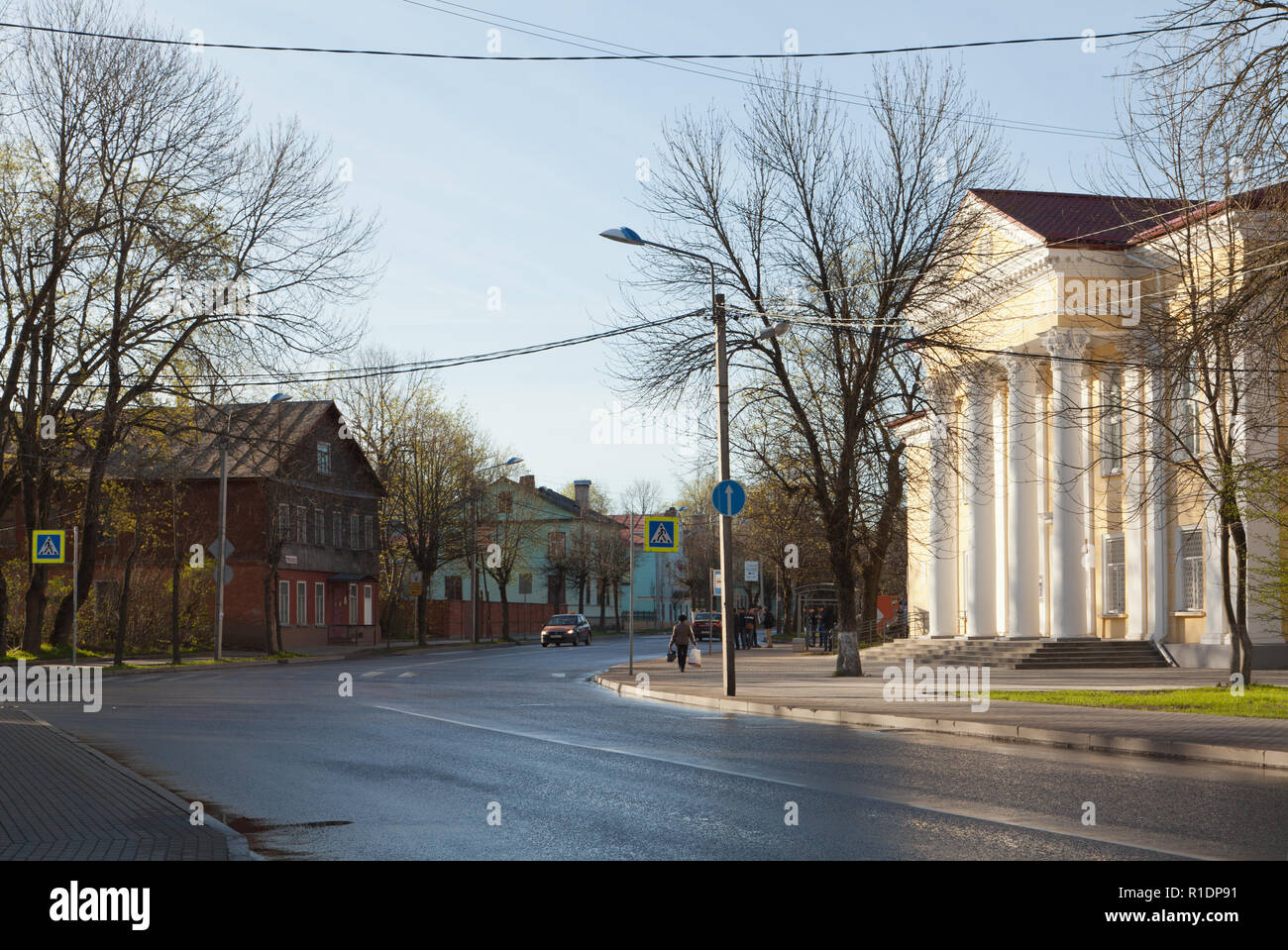 Chkalova street, Gatchina, l'oblast di Leningrado, Russia. Foto Stock