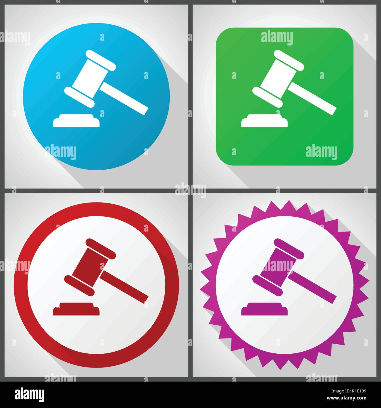 Icone vettoriali con 4 opzioni. Auction design piatto Imposta icona facile da modificare in eps 10. Illustrazione Vettoriale