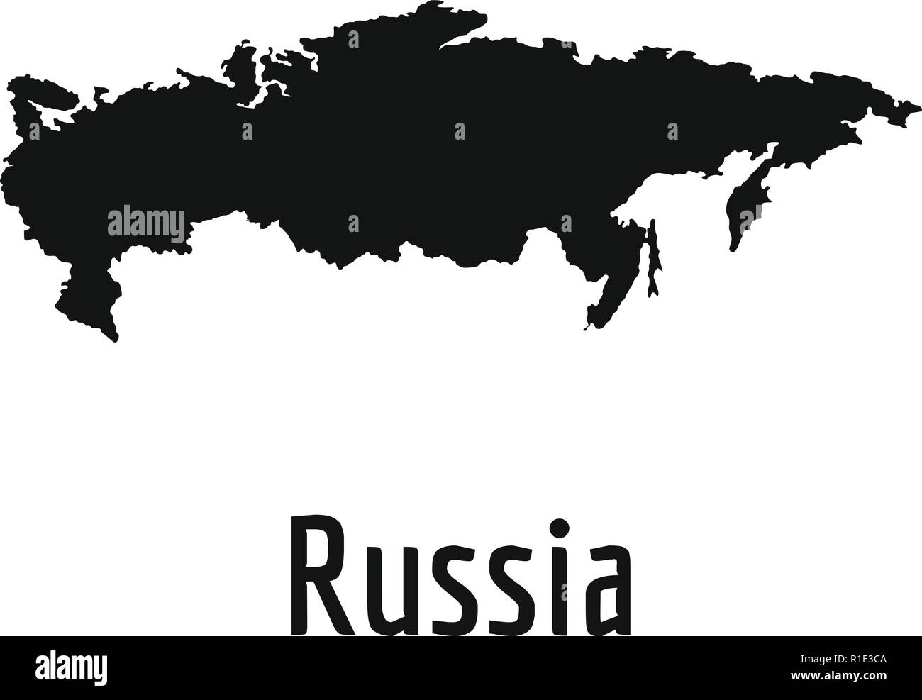 Mappa di Russia in nero. Illustrazione semplice della Russia mappa vettore isolato su sfondo bianco Illustrazione Vettoriale