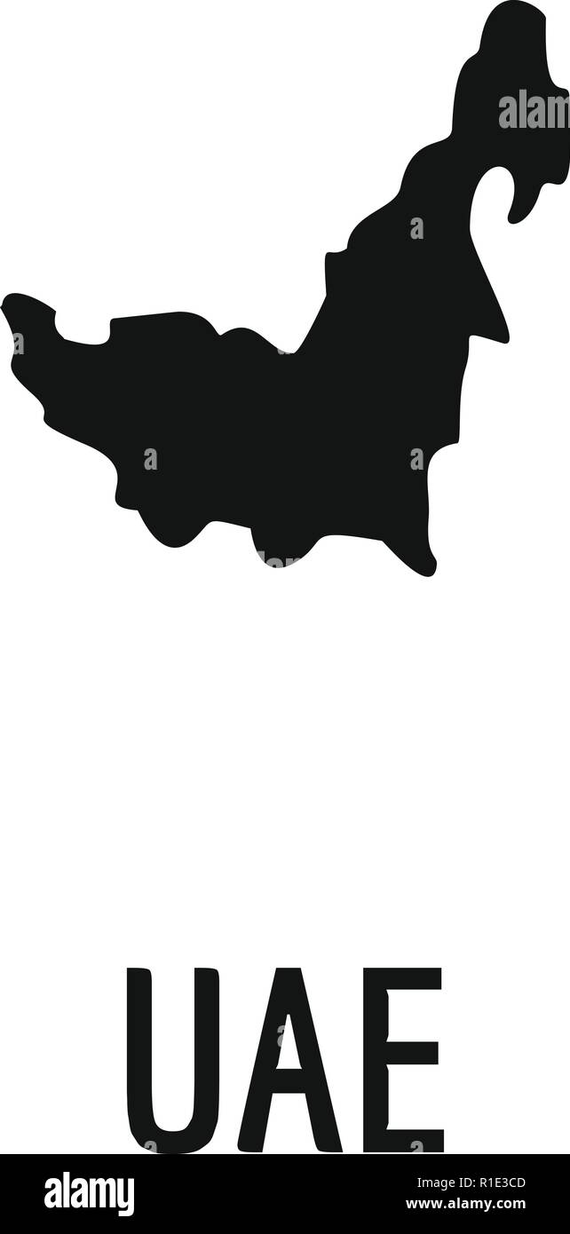 Mappa DEGLI EMIRATI ARABI UNITI in nero. Semplice illustrazione di UAE mappa vettore isolato su sfondo bianco Illustrazione Vettoriale