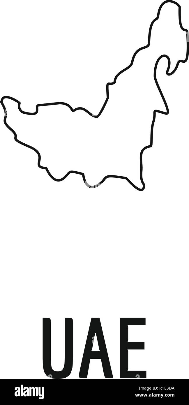 Emirati Arabi Uniti mappa linea sottile. Semplice illustrazione di UAE mappa vettore isolato su sfondo bianco Illustrazione Vettoriale