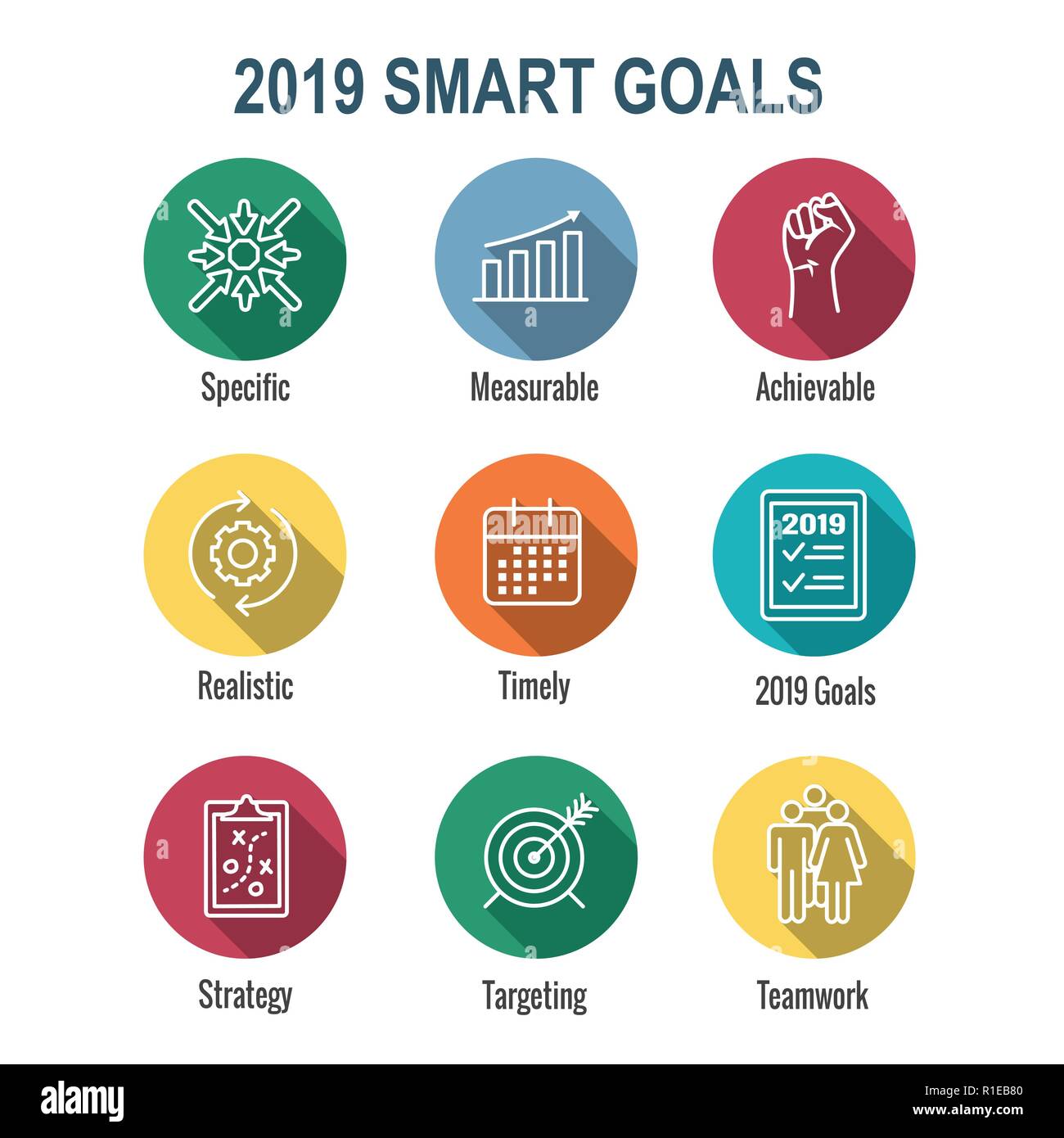 2019 Gli obiettivi SMART vector graphic w vari obiettivo Smart parole  chiave Immagine e Vettoriale - Alamy