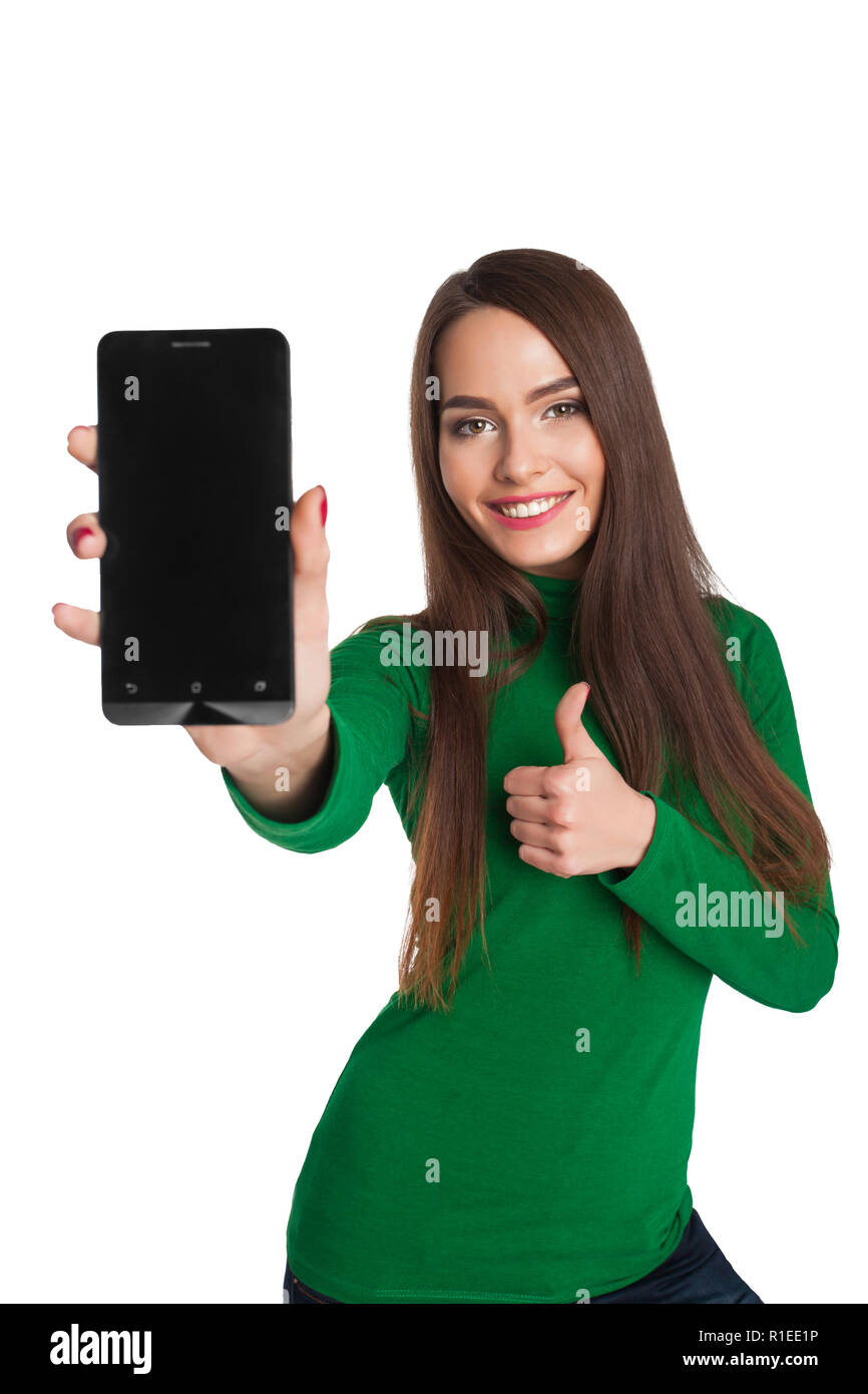 Ragazza con il telefono Foto Stock