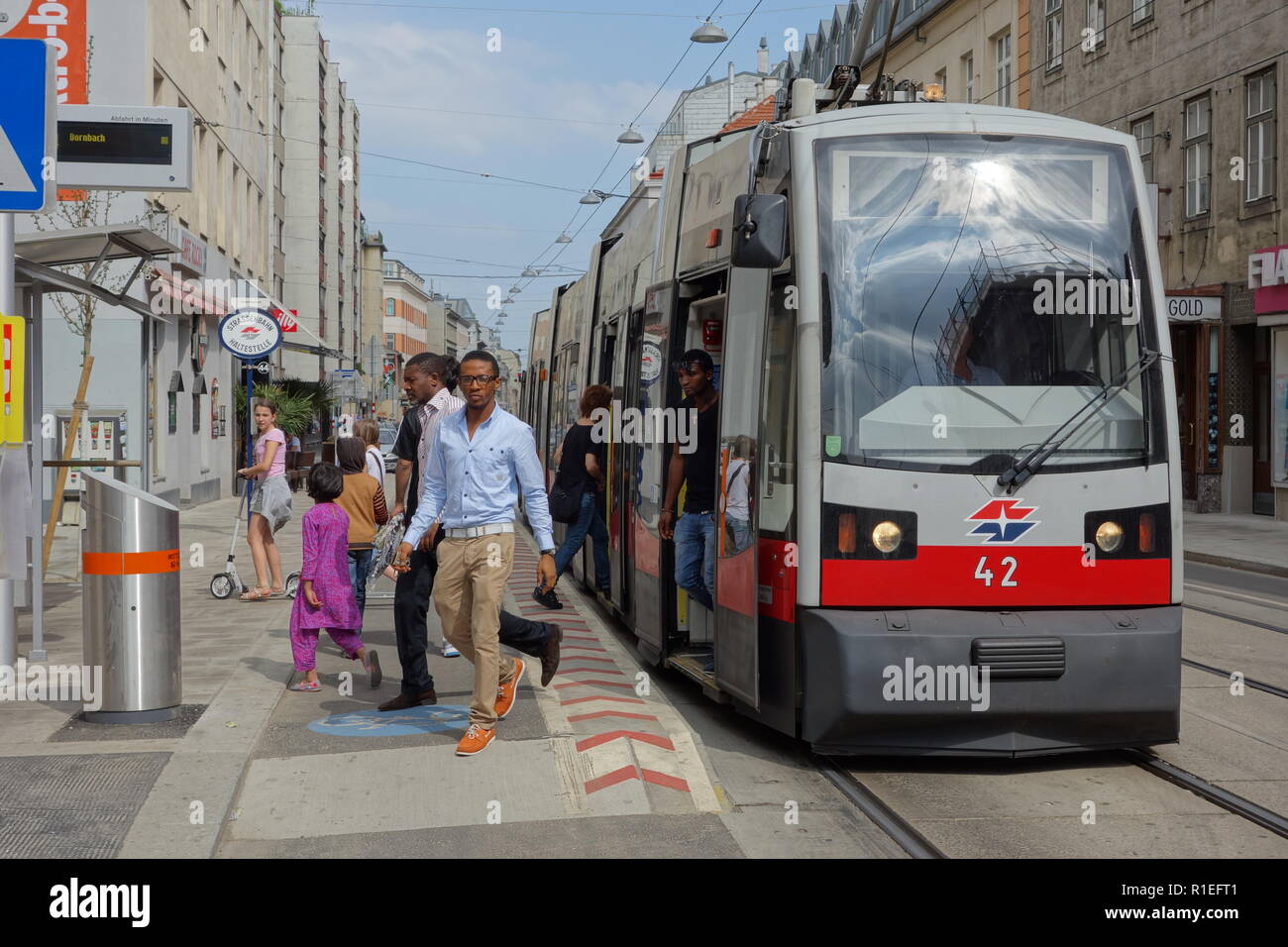 Wien, Straßenbahnlinie 44, Ottakringer Strasse Foto Stock