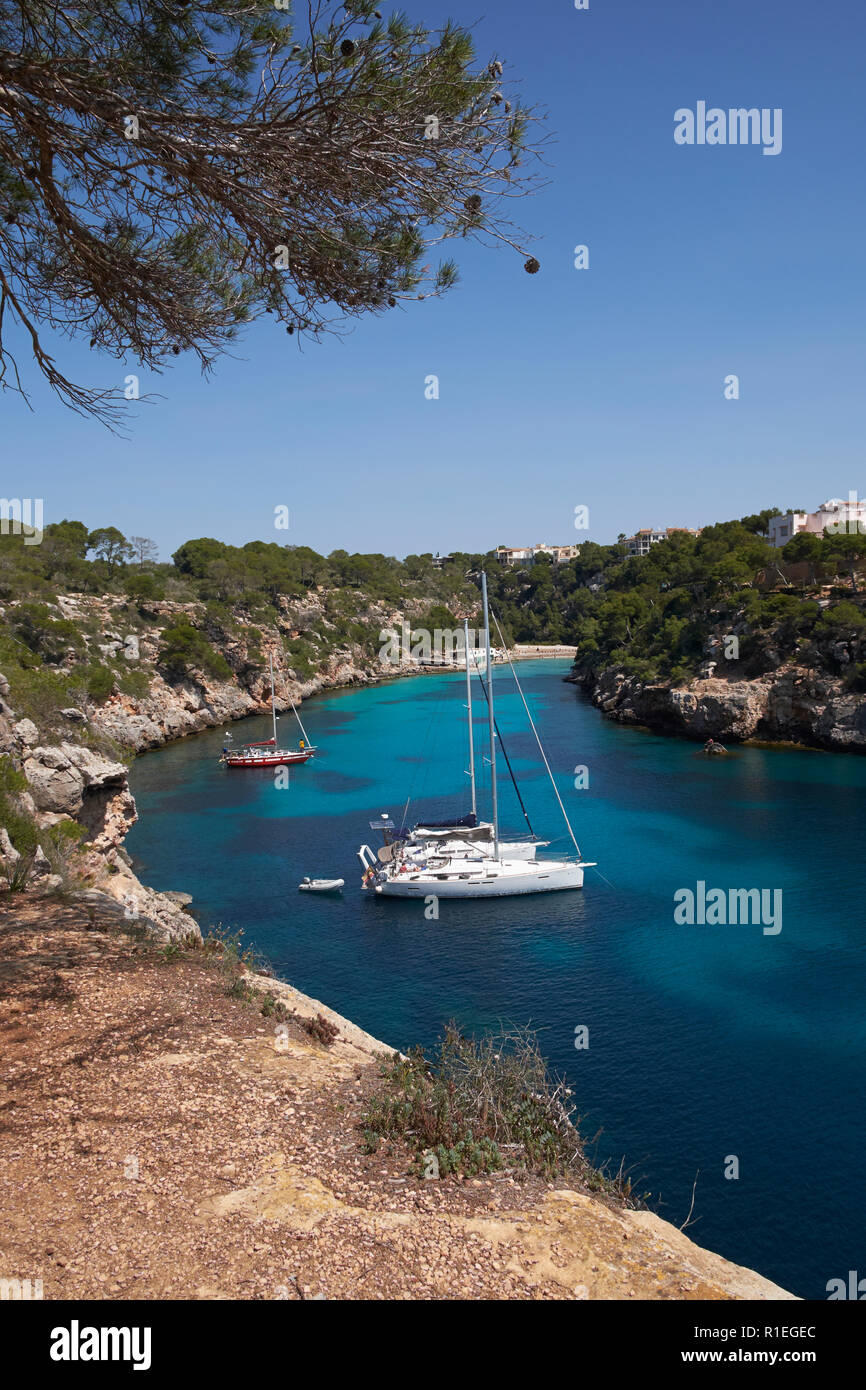 La baia di Cala Pi, Llucmajor, Maiorca, isole Baleari, Spagna. Foto Stock