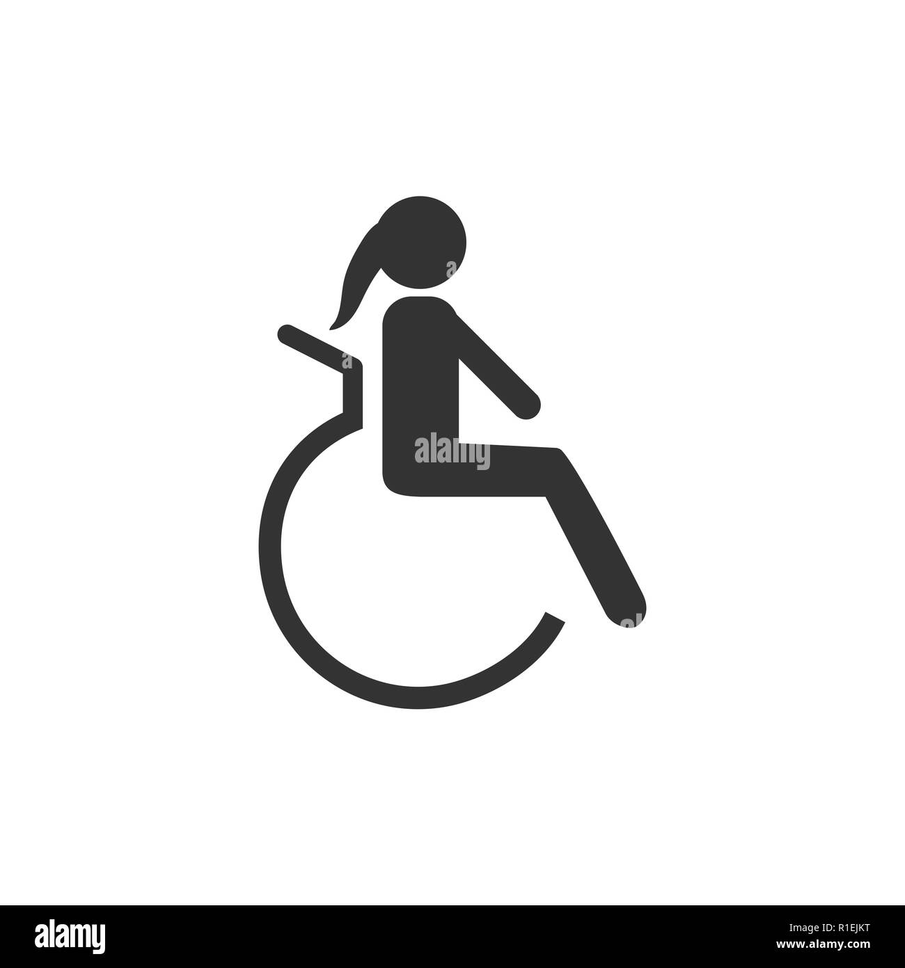 Icona disabilitata. Donna illustrazione vettoriale flat Illustrazione Vettoriale