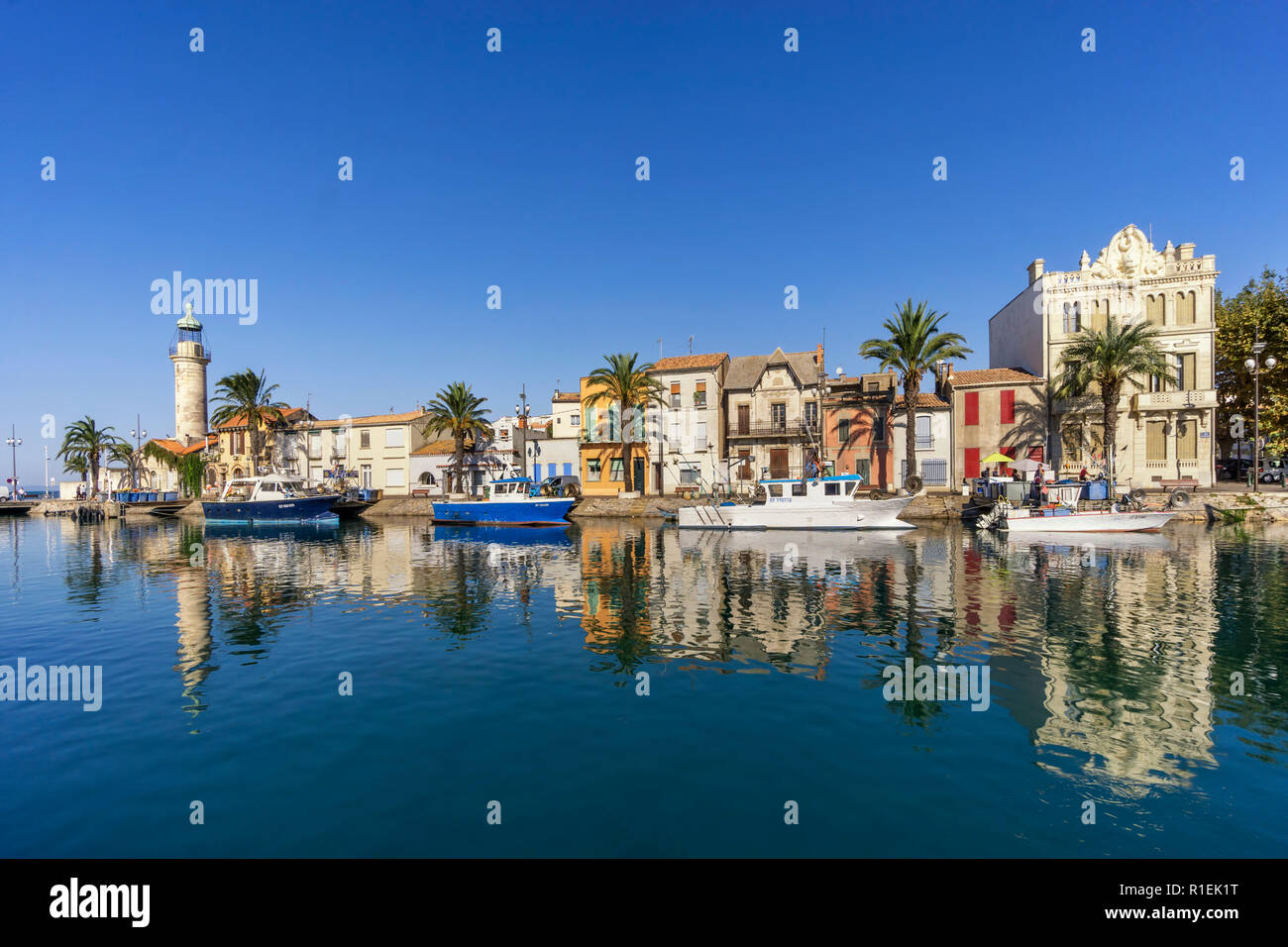Le Grau-du-Roi, Faro, Dipartimento Gard, Languedoc-Roussillon, Francia, Foto Stock