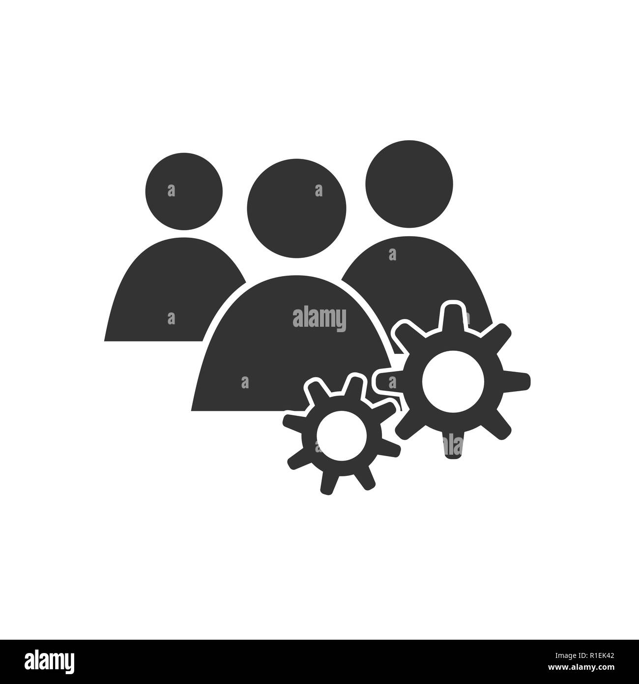 Utente con icona a forma di ingranaggio. Illustrazione Vettoriale, design piatto Illustrazione Vettoriale