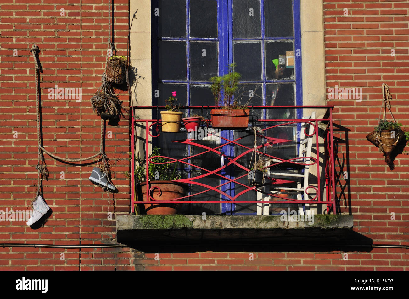 Una finestra di peculiari a Bruxelles (Belgio). Foto Stock