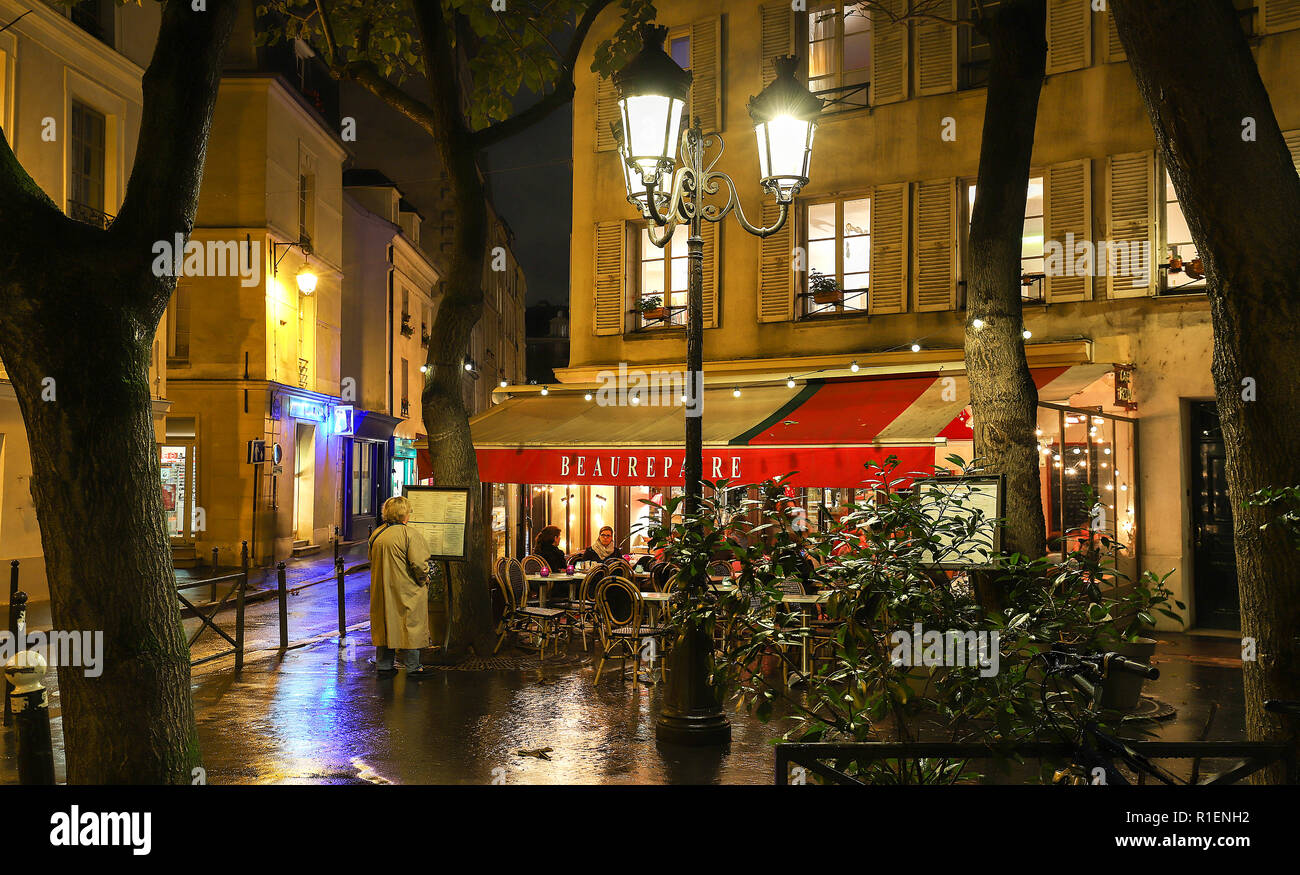 Beaurepaire è un tipico ristorante parigino situato vicino alla cattedrale di Notre Dame di Parigi, Francia. Foto Stock
