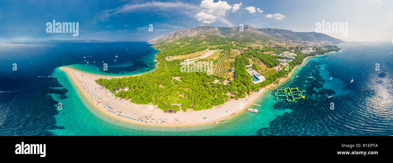 Famosa spiaggia Zlatni rat a Bol, Isola di Brac, Croazia, Europa Foto Stock