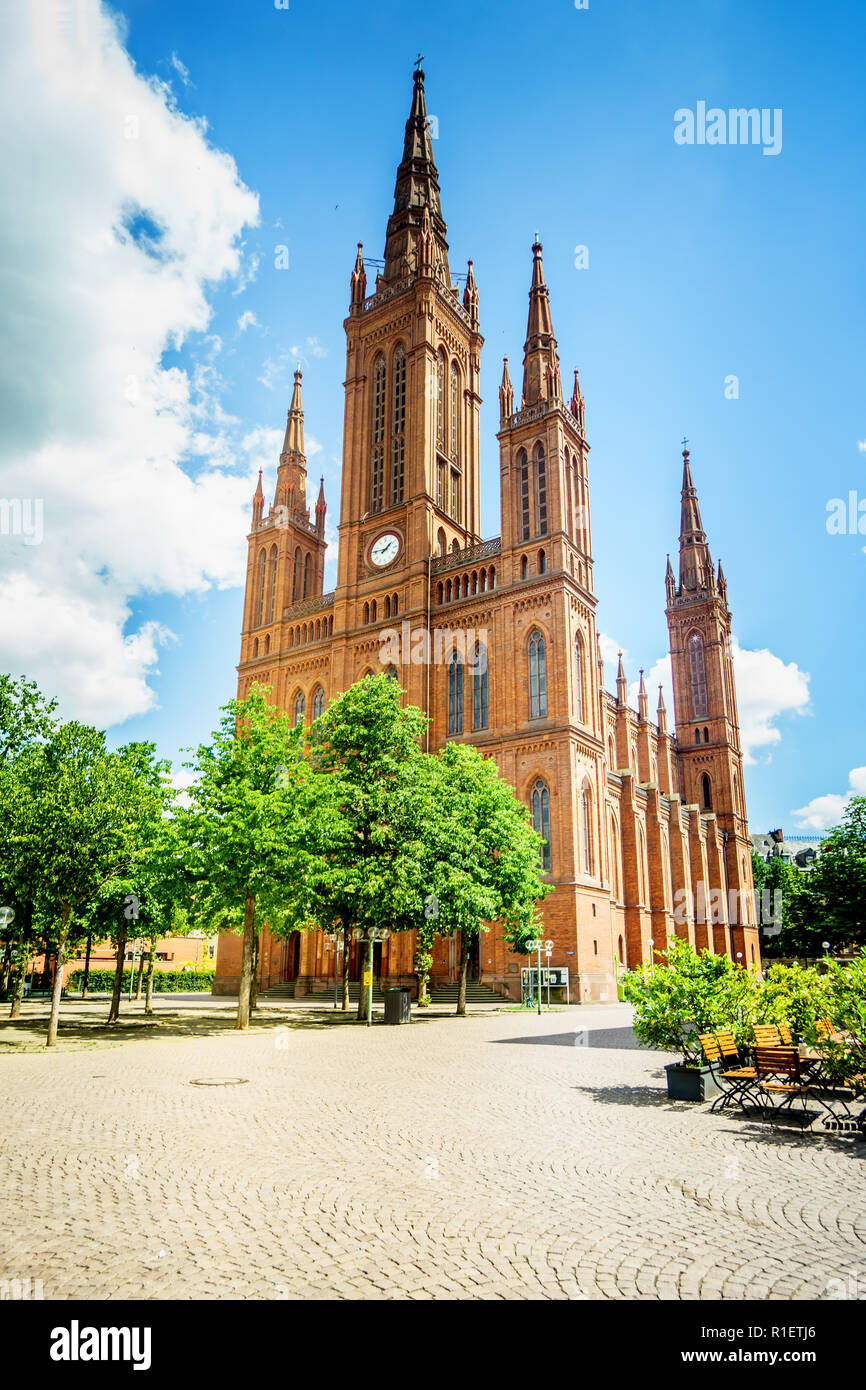 Marktkirche la più antica e la più grande chiesa protestante in Wiesbaden; costruito da Carl Boos come 'Nassauer Landesdom' Foto Stock